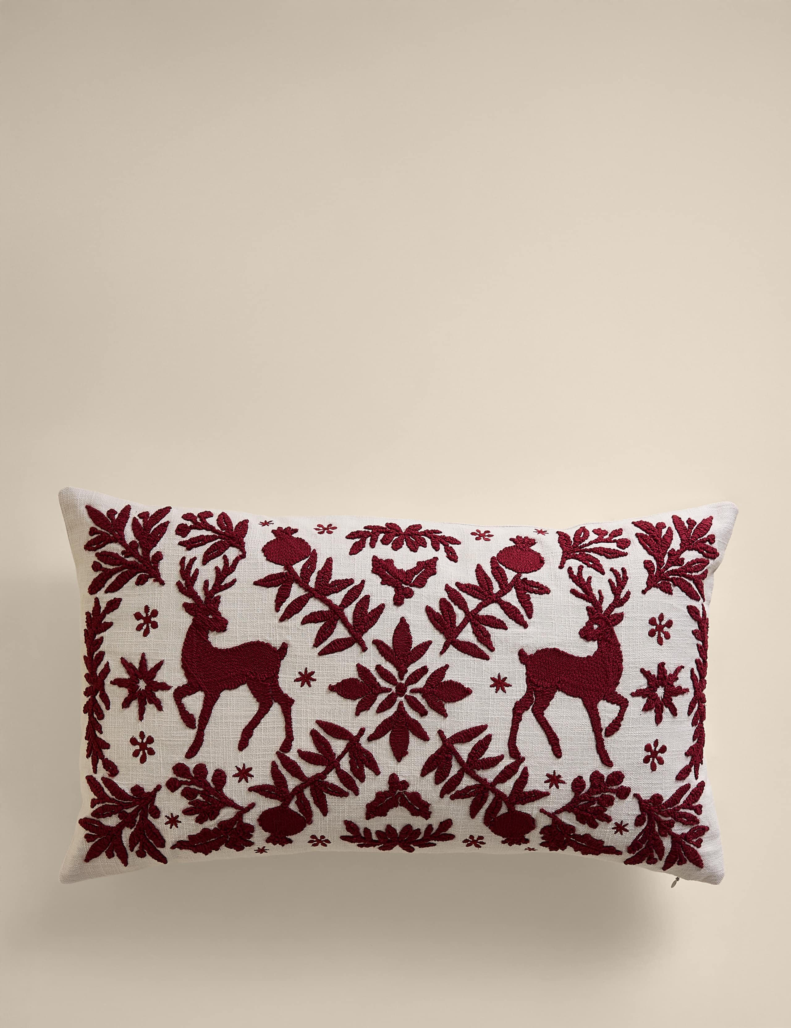 Pure Cotton Christmas Deer Woodland Cushion