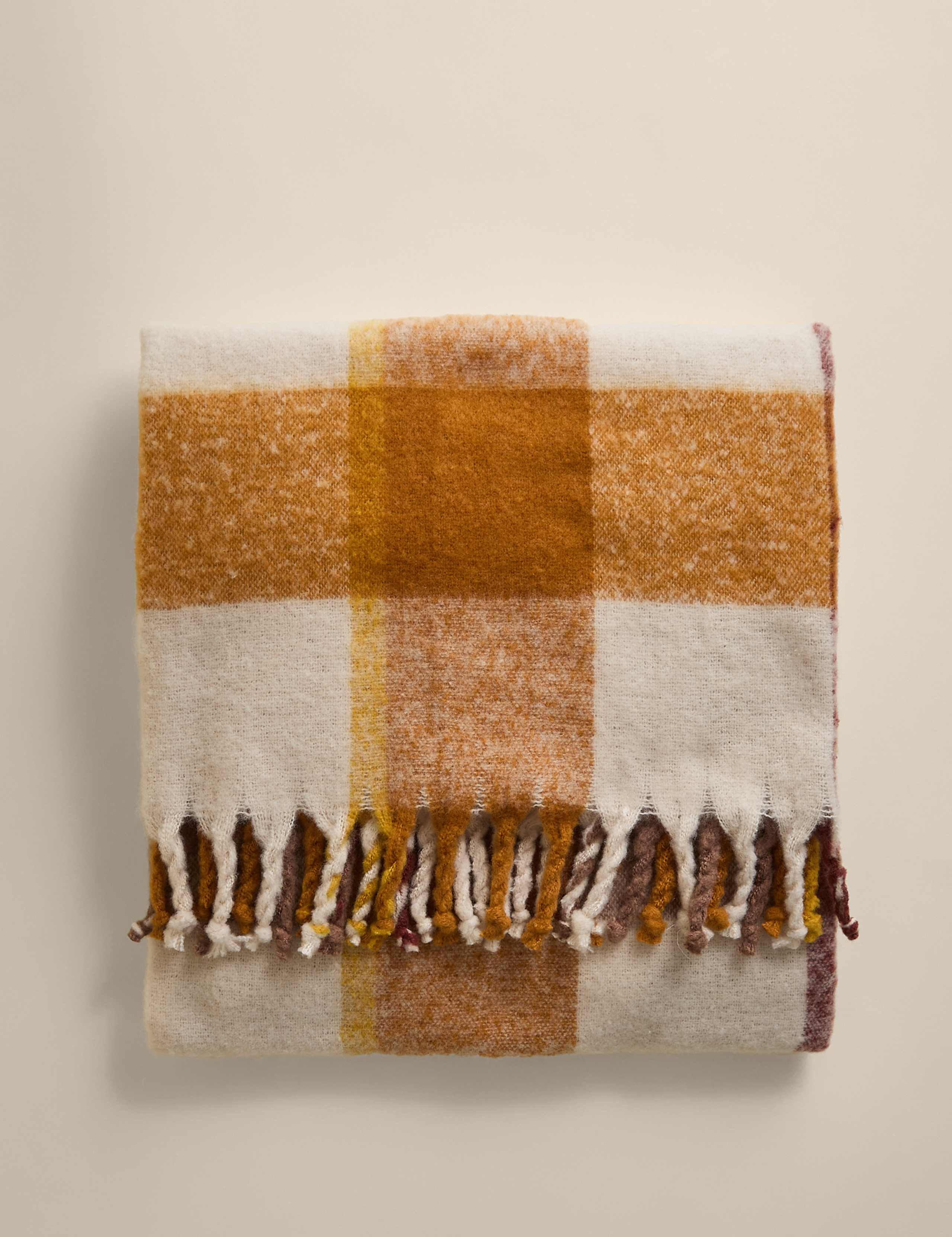 Faux Mohair Checked Throw