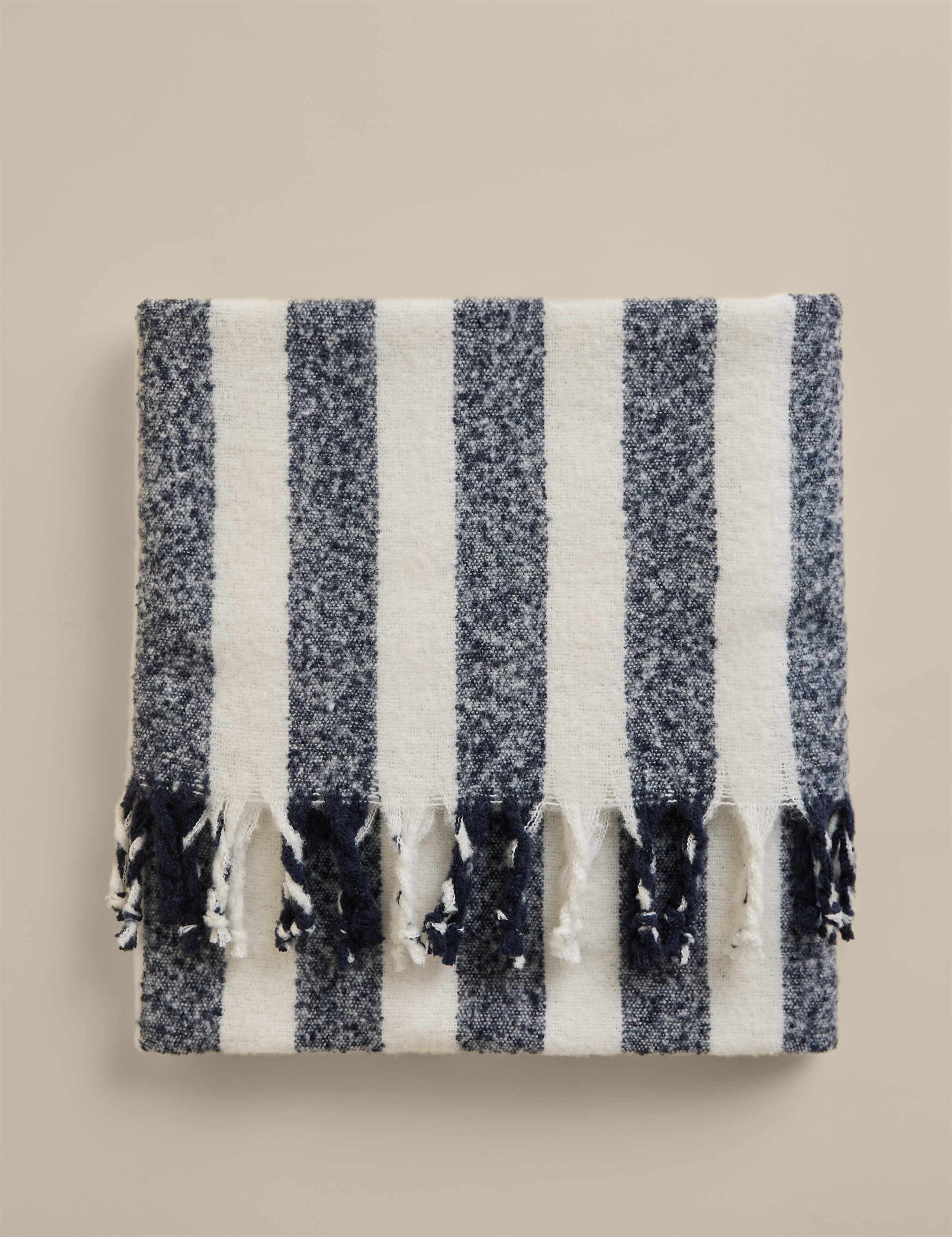 Faux Mohair Striped Throw