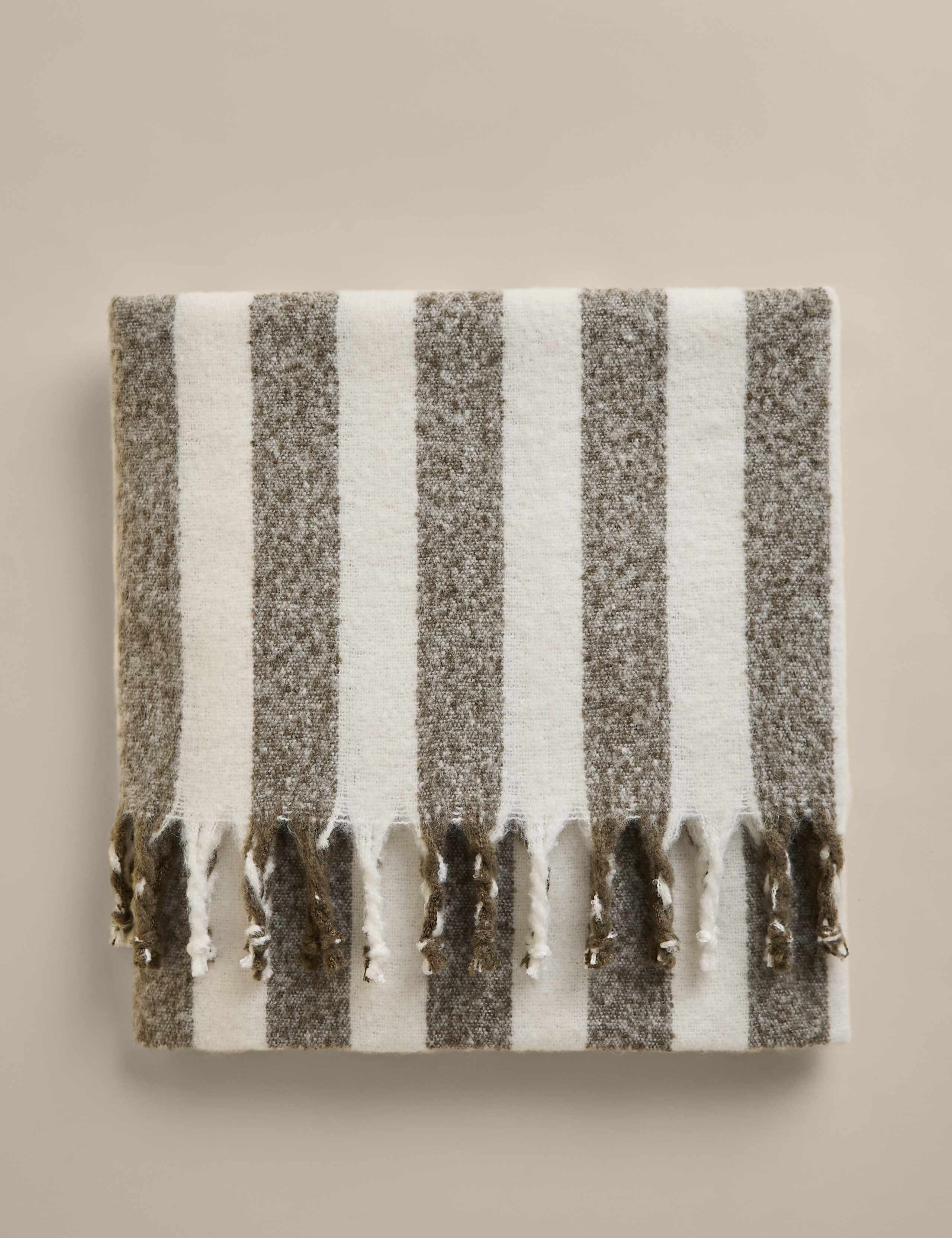 Faux Mohair Striped Throw