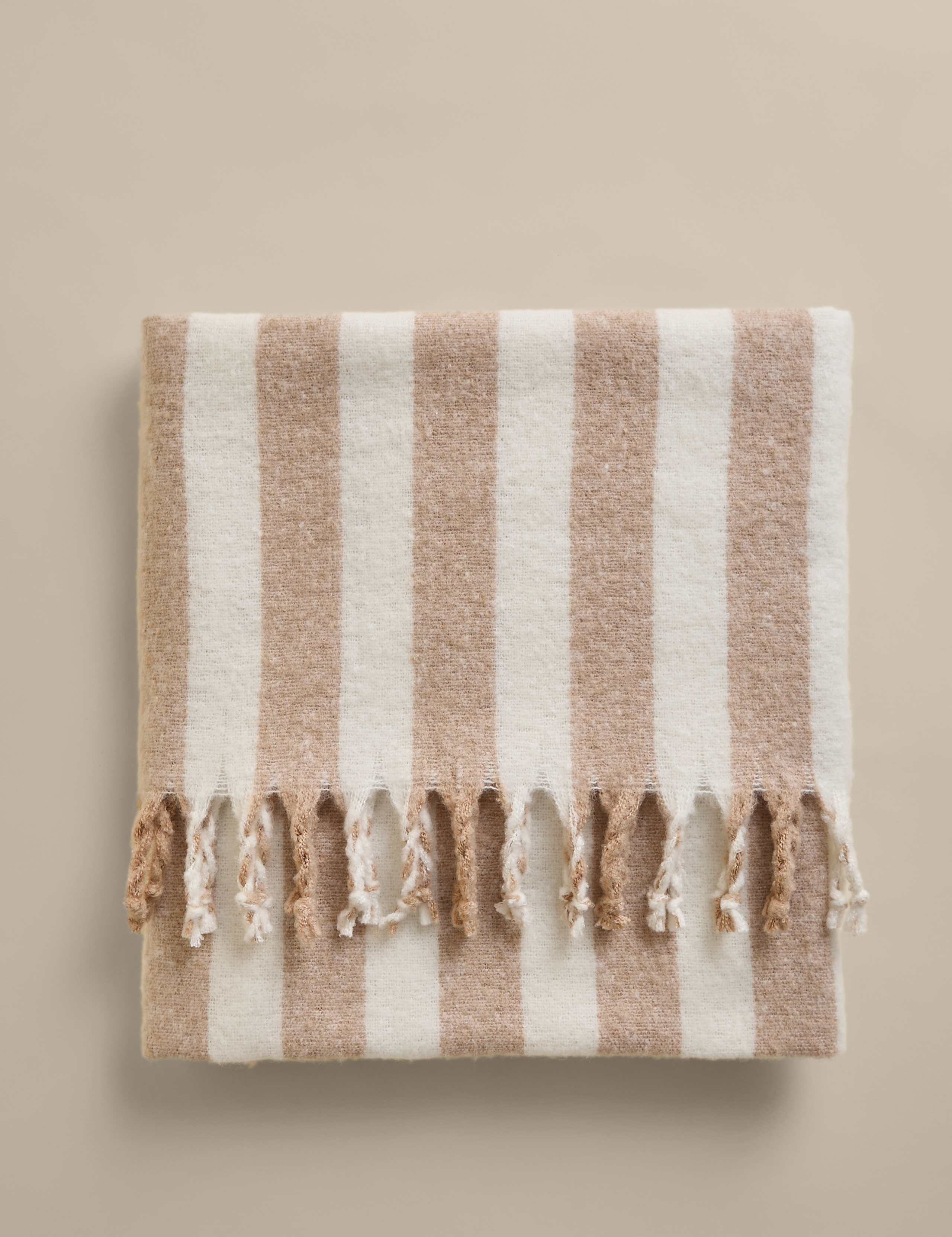 Faux Mohair Striped Throw