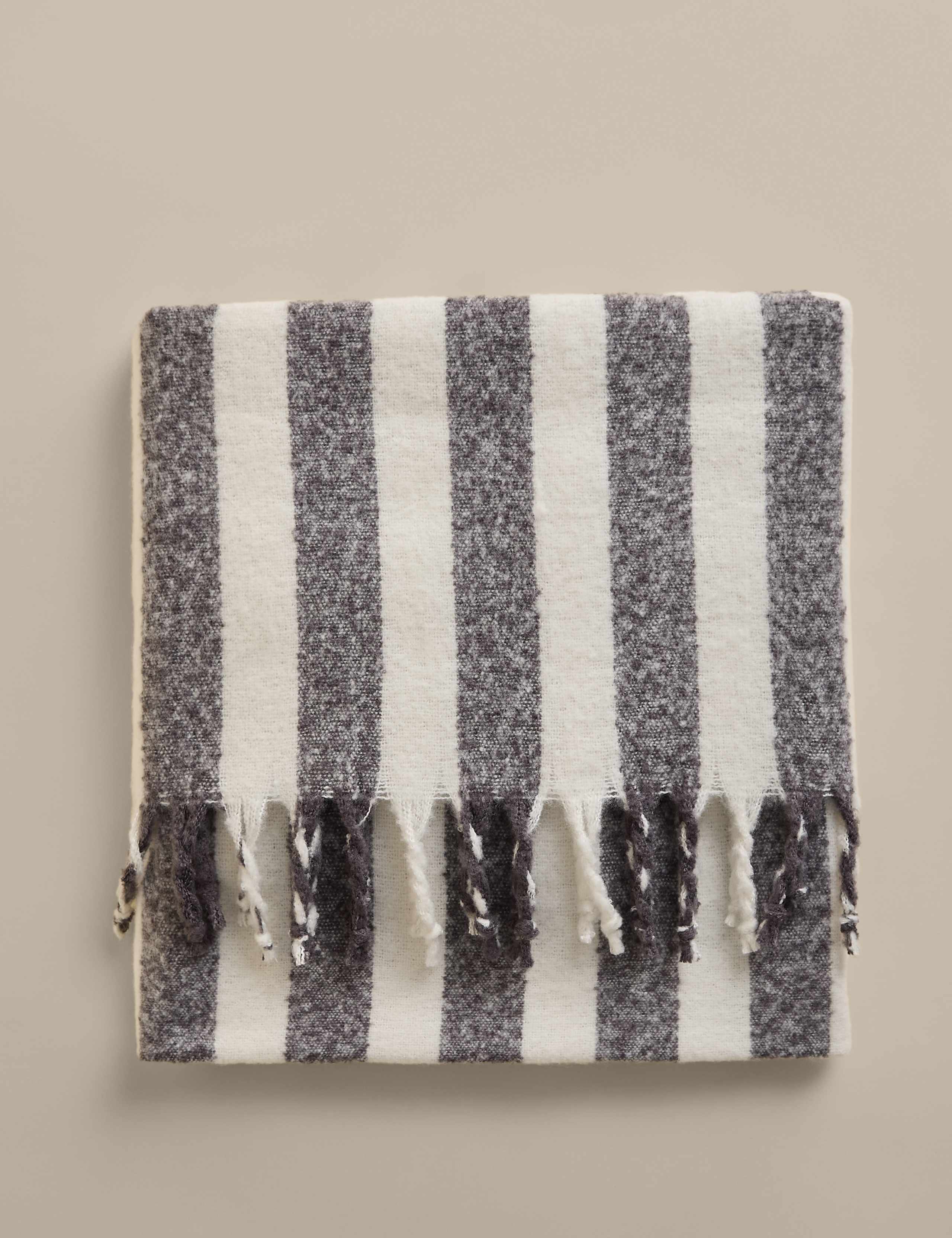 Faux Mohair Striped Throw