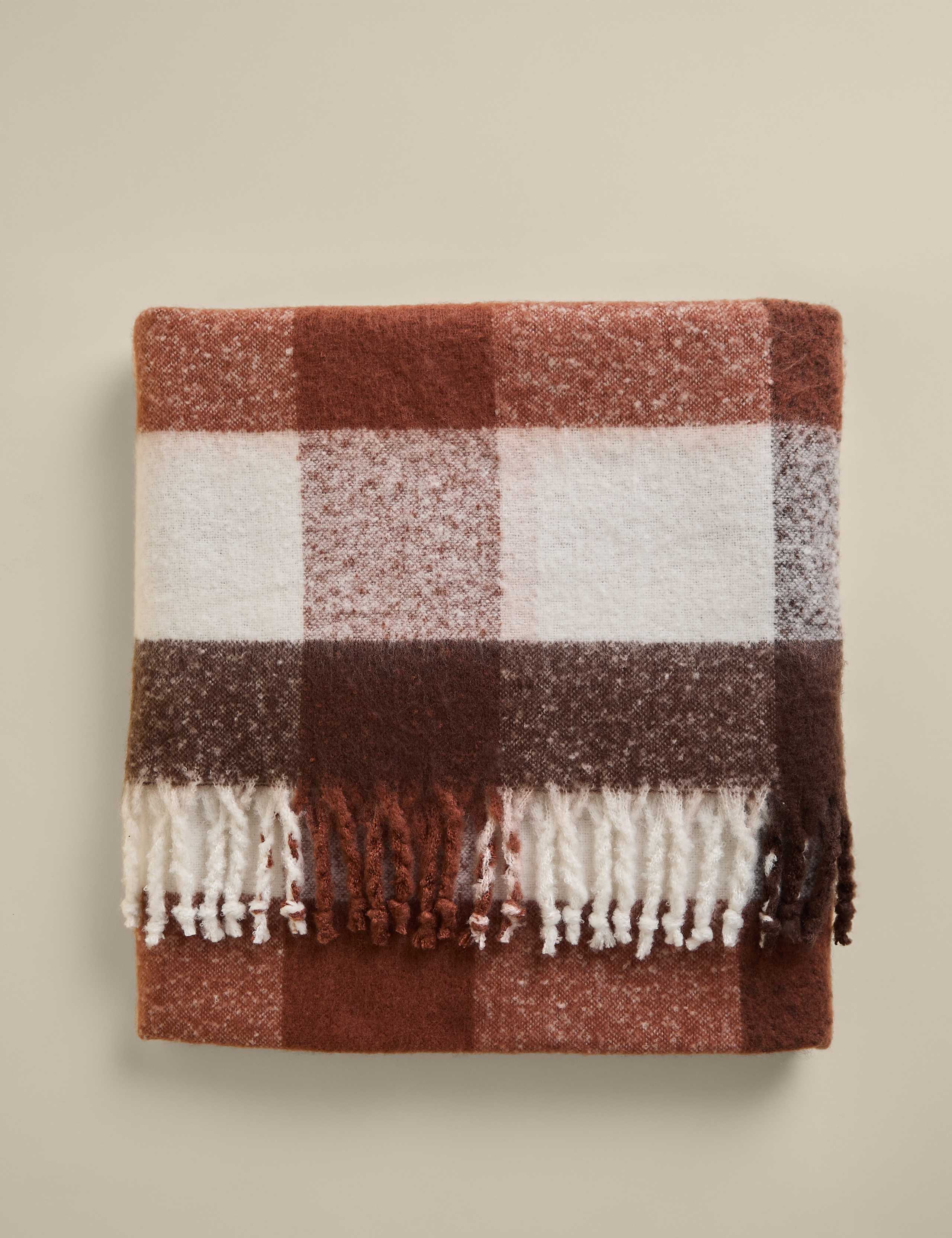 Faux Mohair Checked Throw