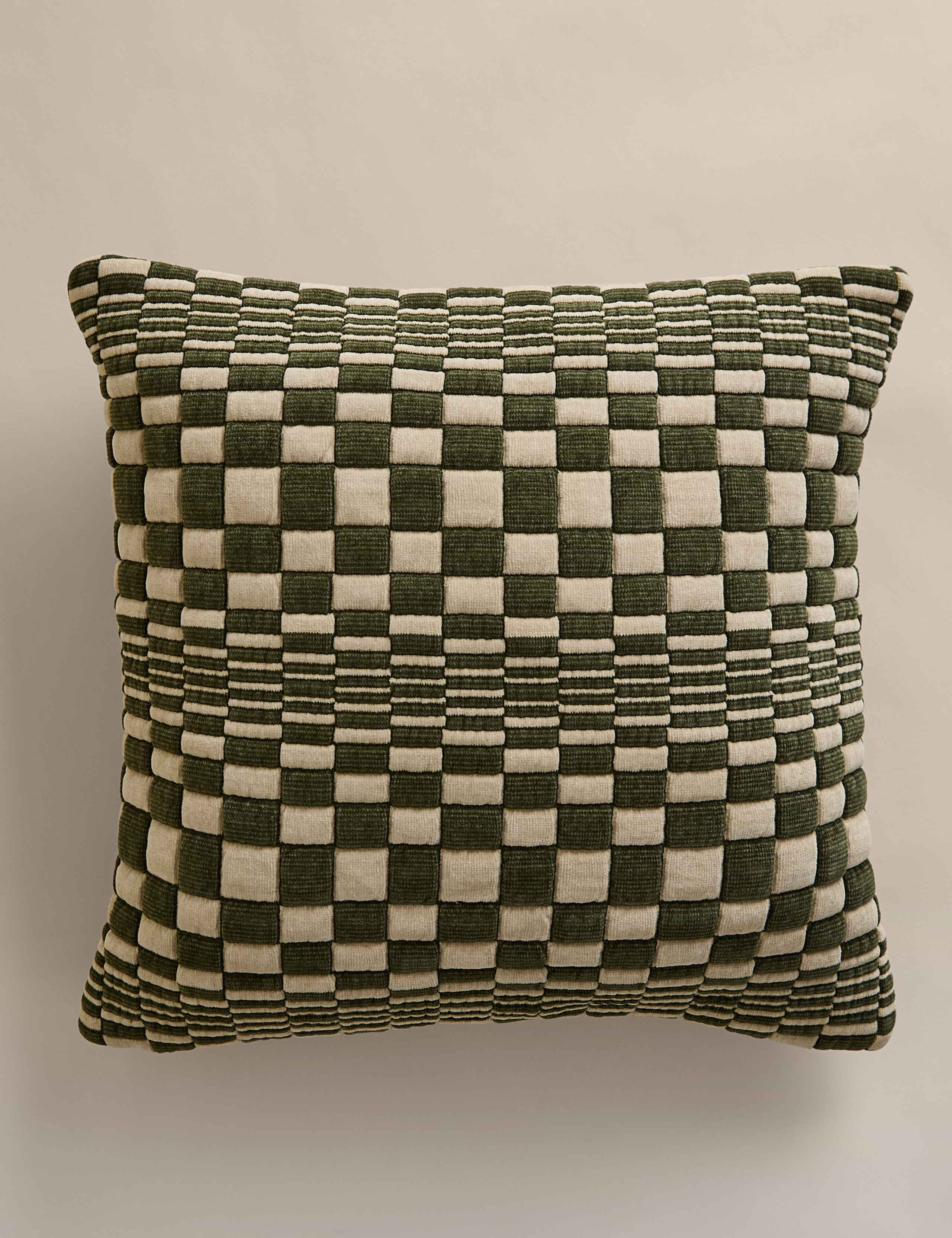 Chenille Checked Quilted Cushion