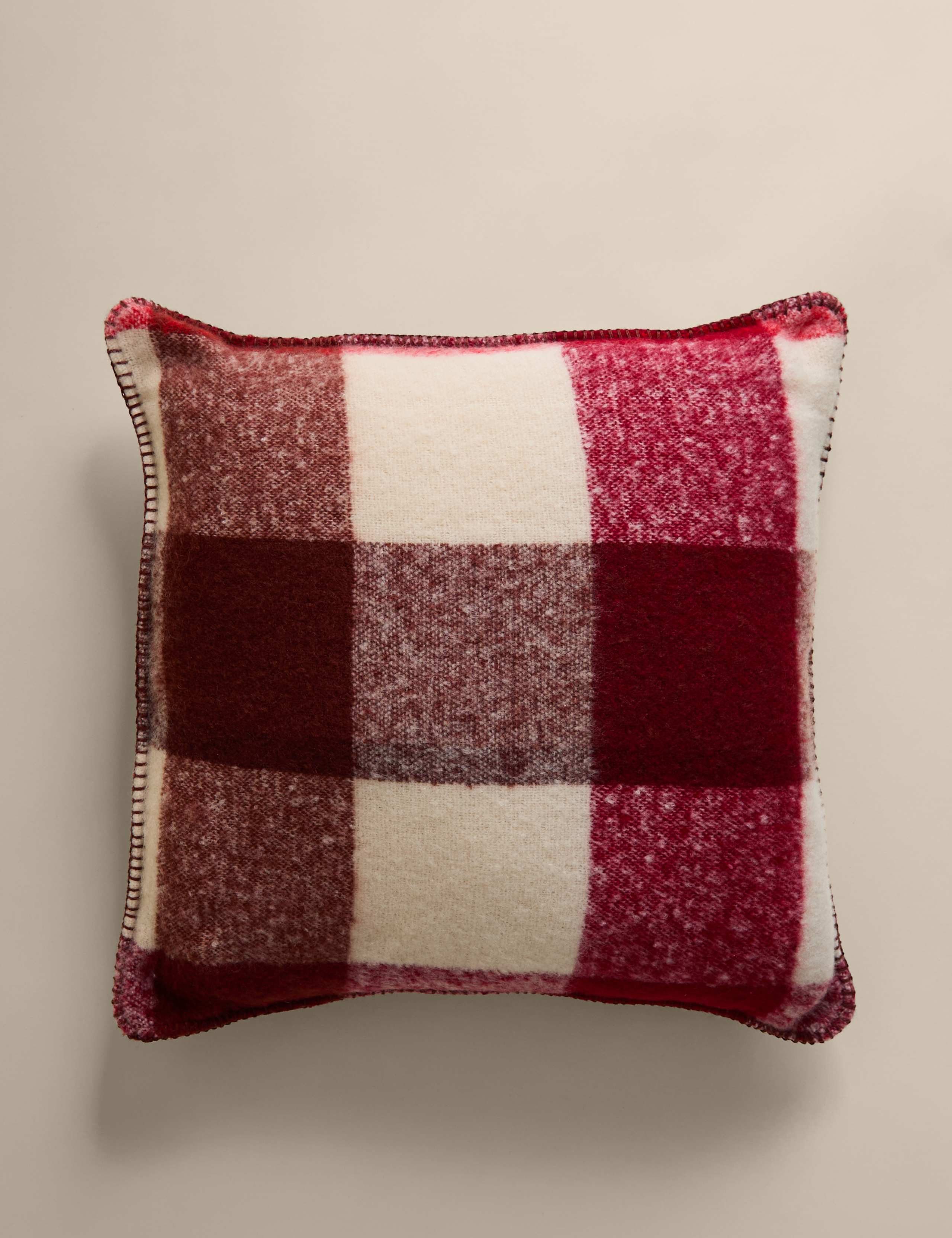 Faux Mohair Brushed Checked Cushion