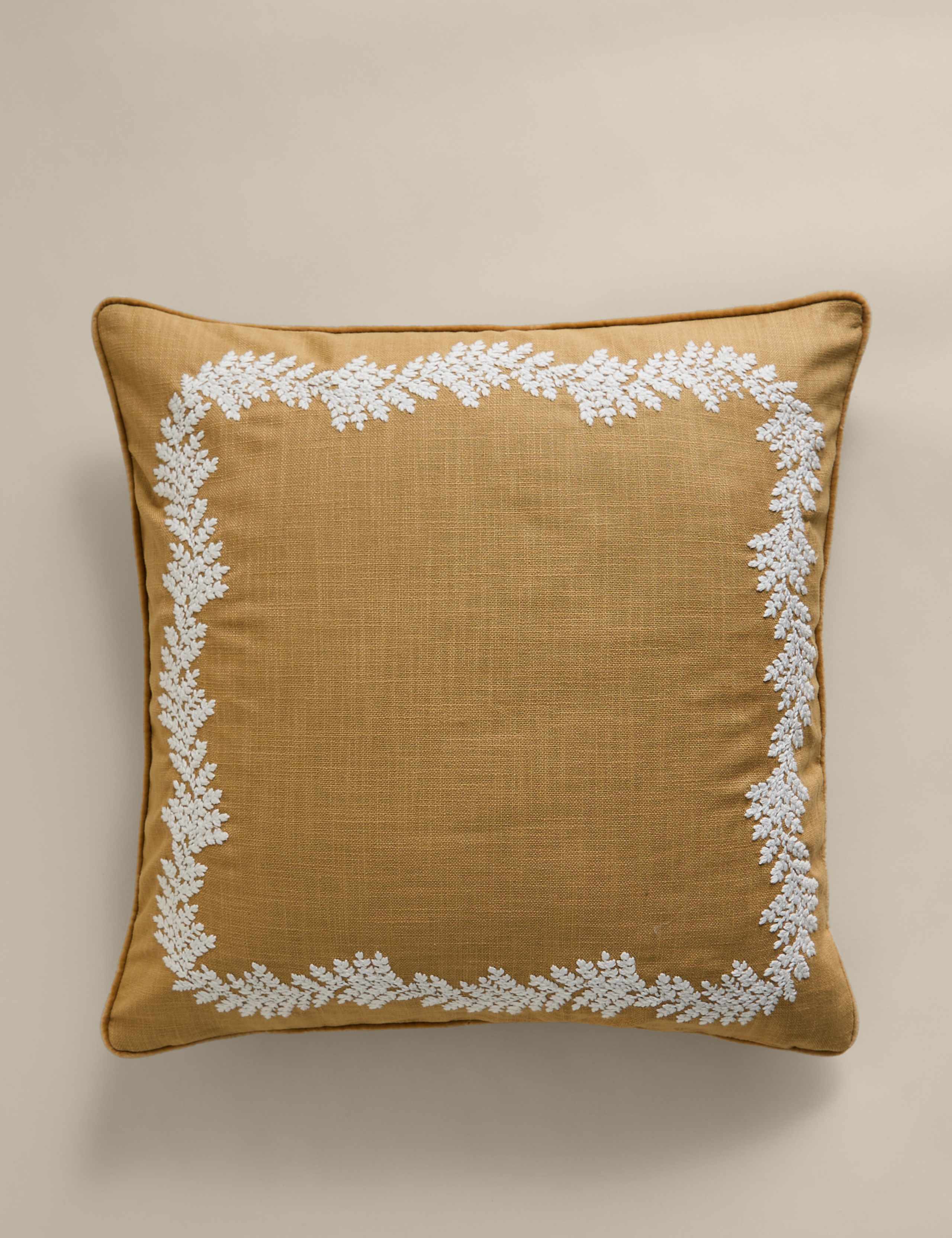 Pure Cotton Embroidered Border Cushion