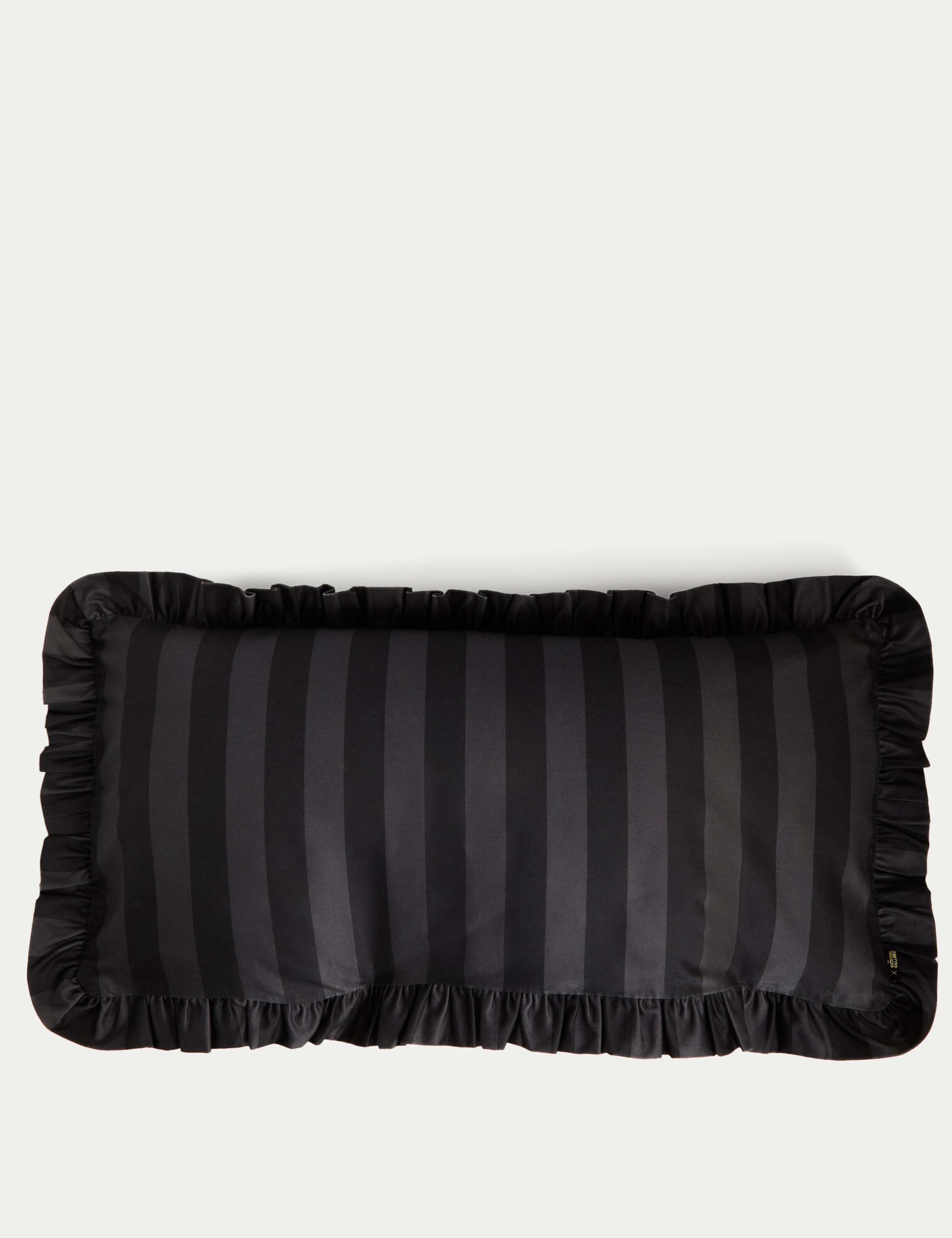 Pure Cotton Frill Striped Bolster Cushion