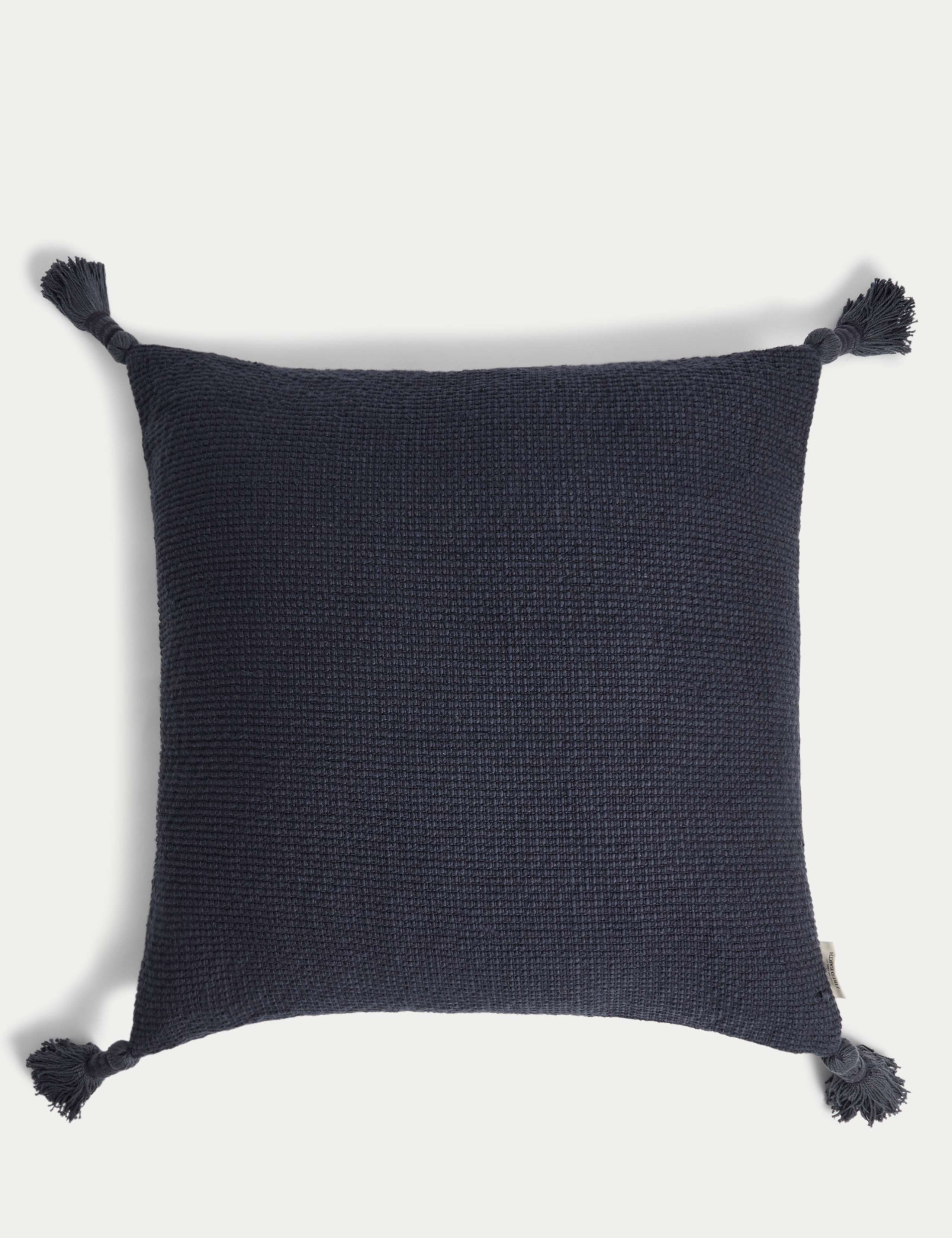 Pure Cotton Textured Tasselled Cushion