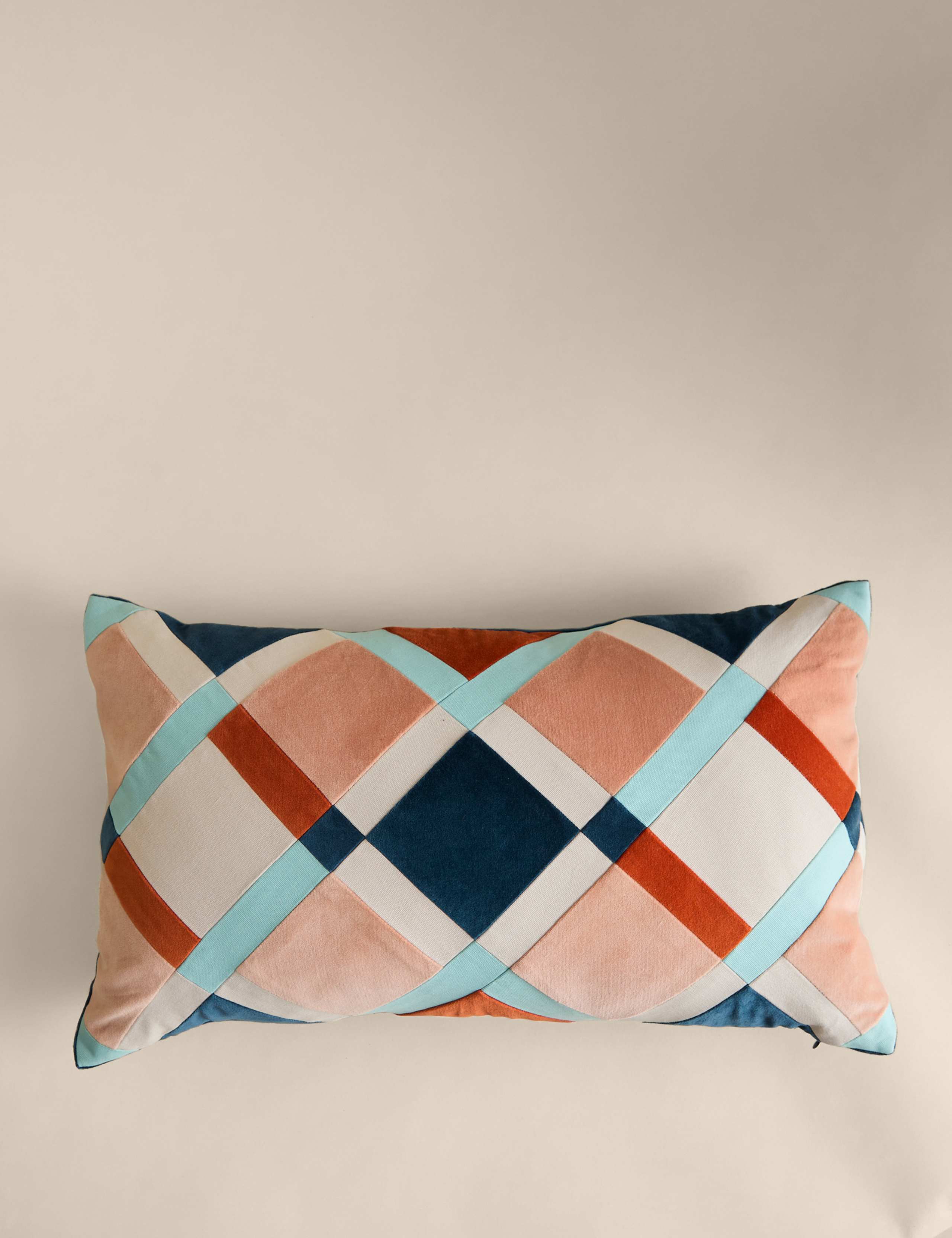 Pure Cotton Patchwork Bolster Cushion