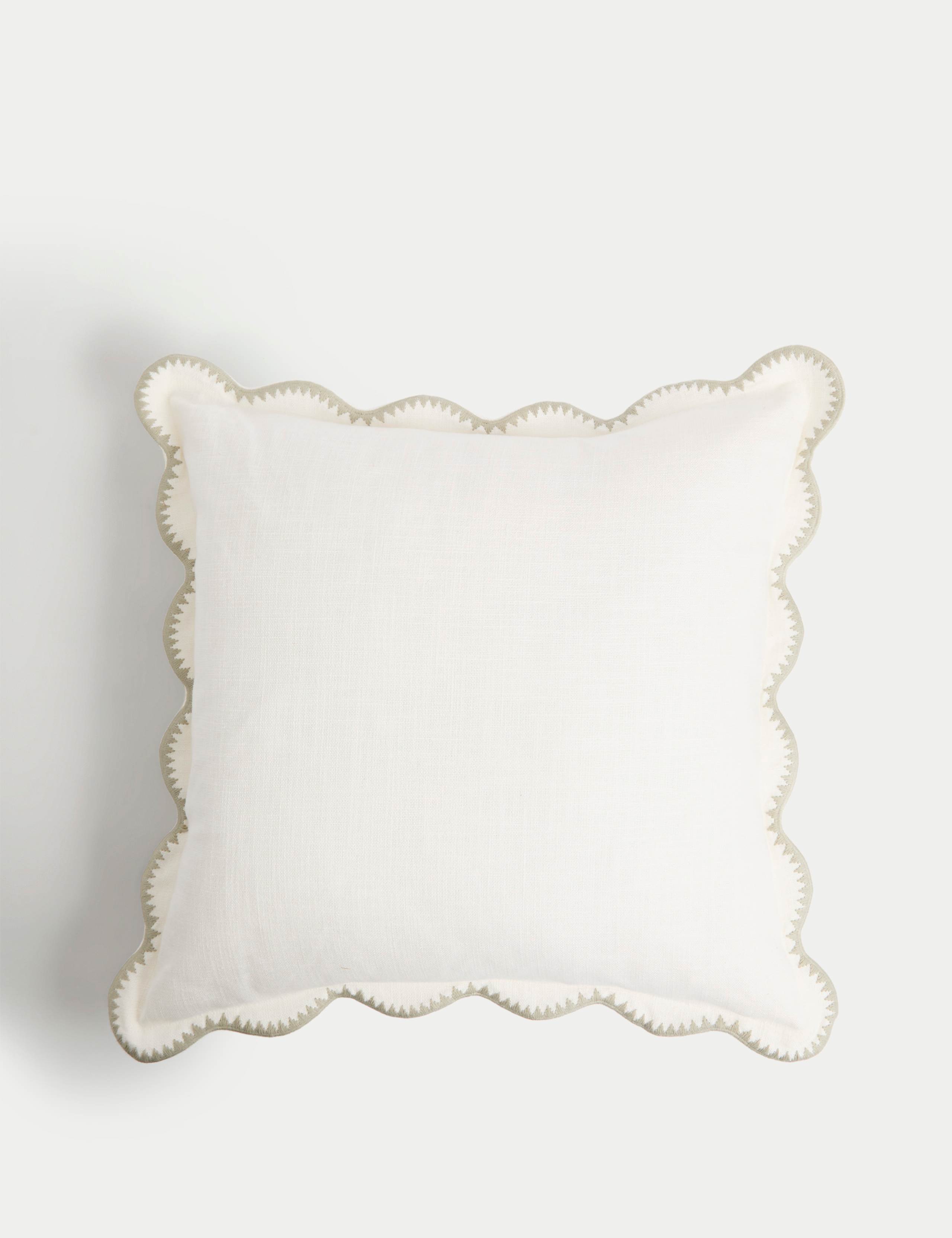 Pure Cotton Large Embroidered Scallop Cushion