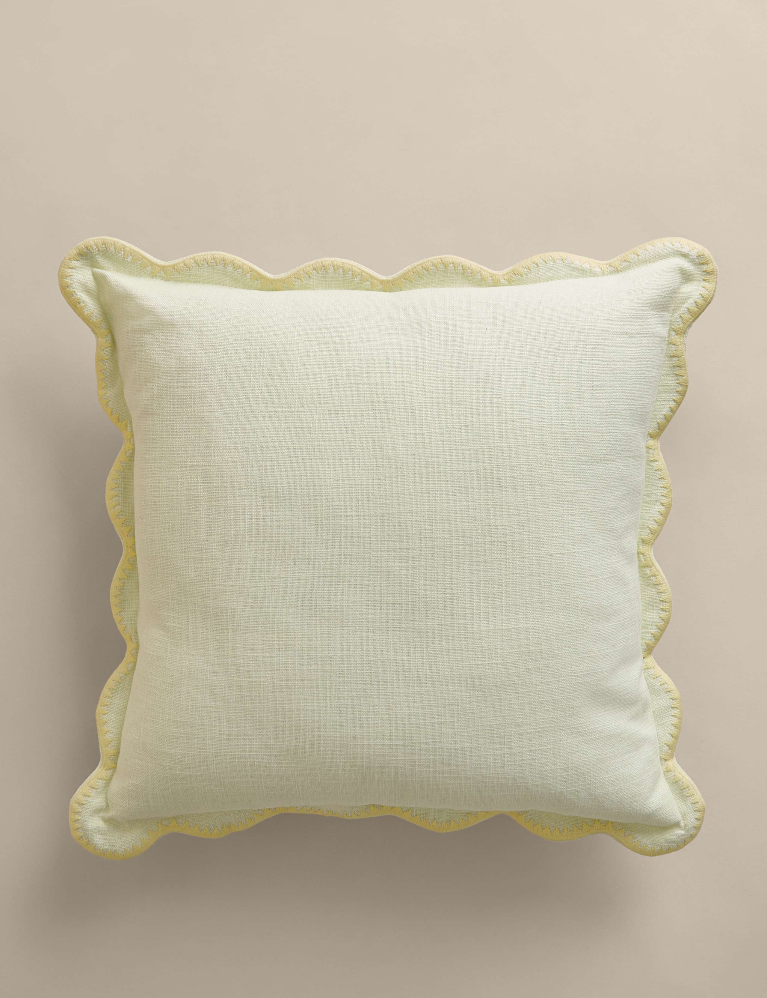 Pure Cotton Large Embroidered Scallop Cushion