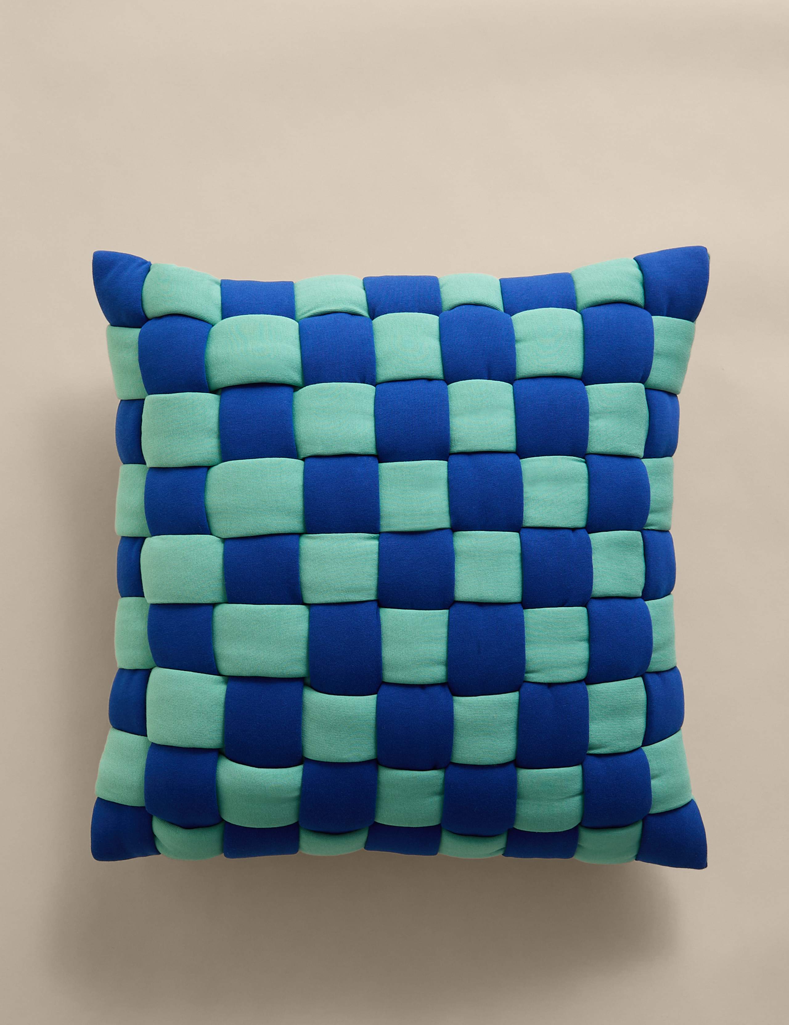 Pure Cotton Basketweave Quilted Cushion