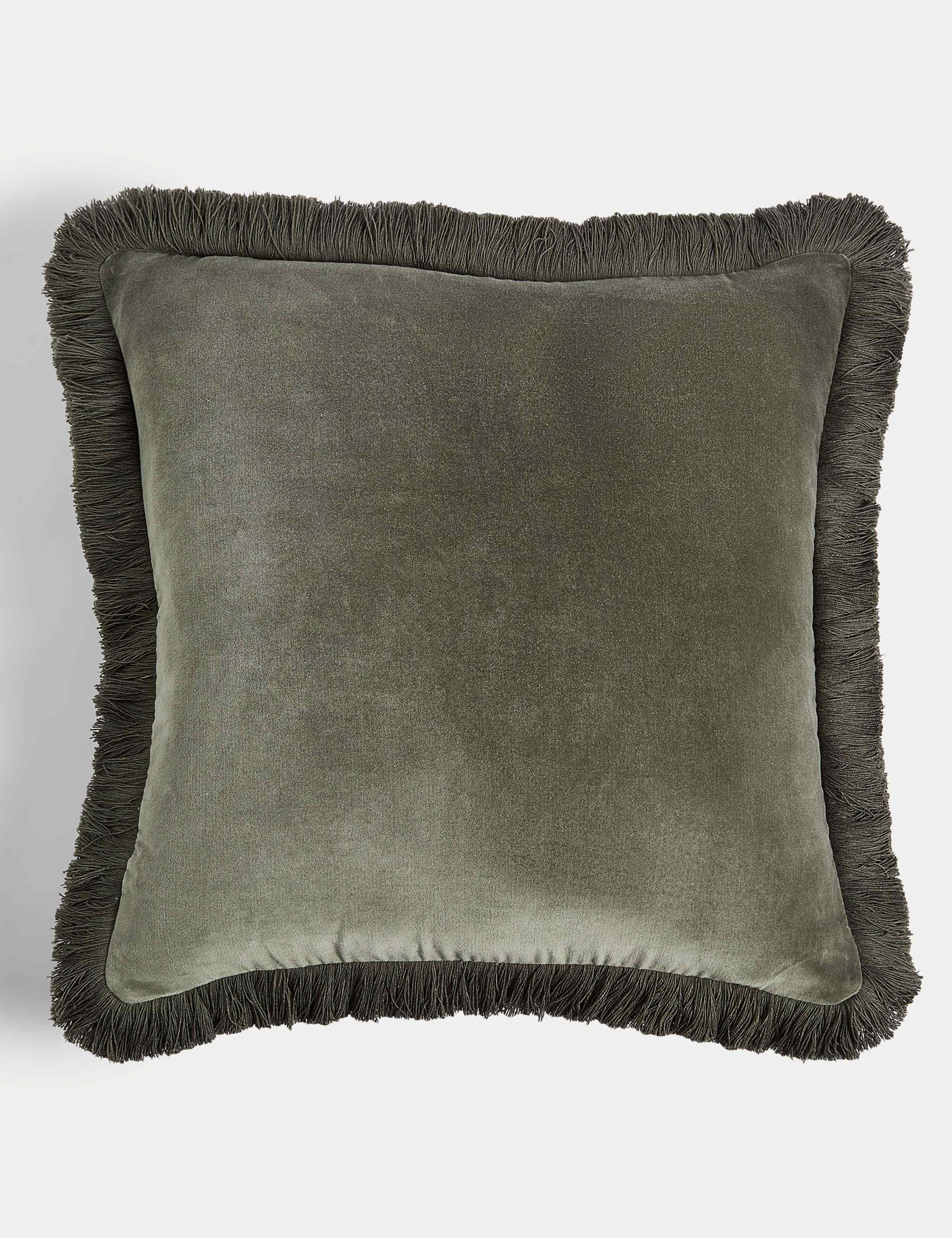 Pure Cotton Velvet Fringed Cushion