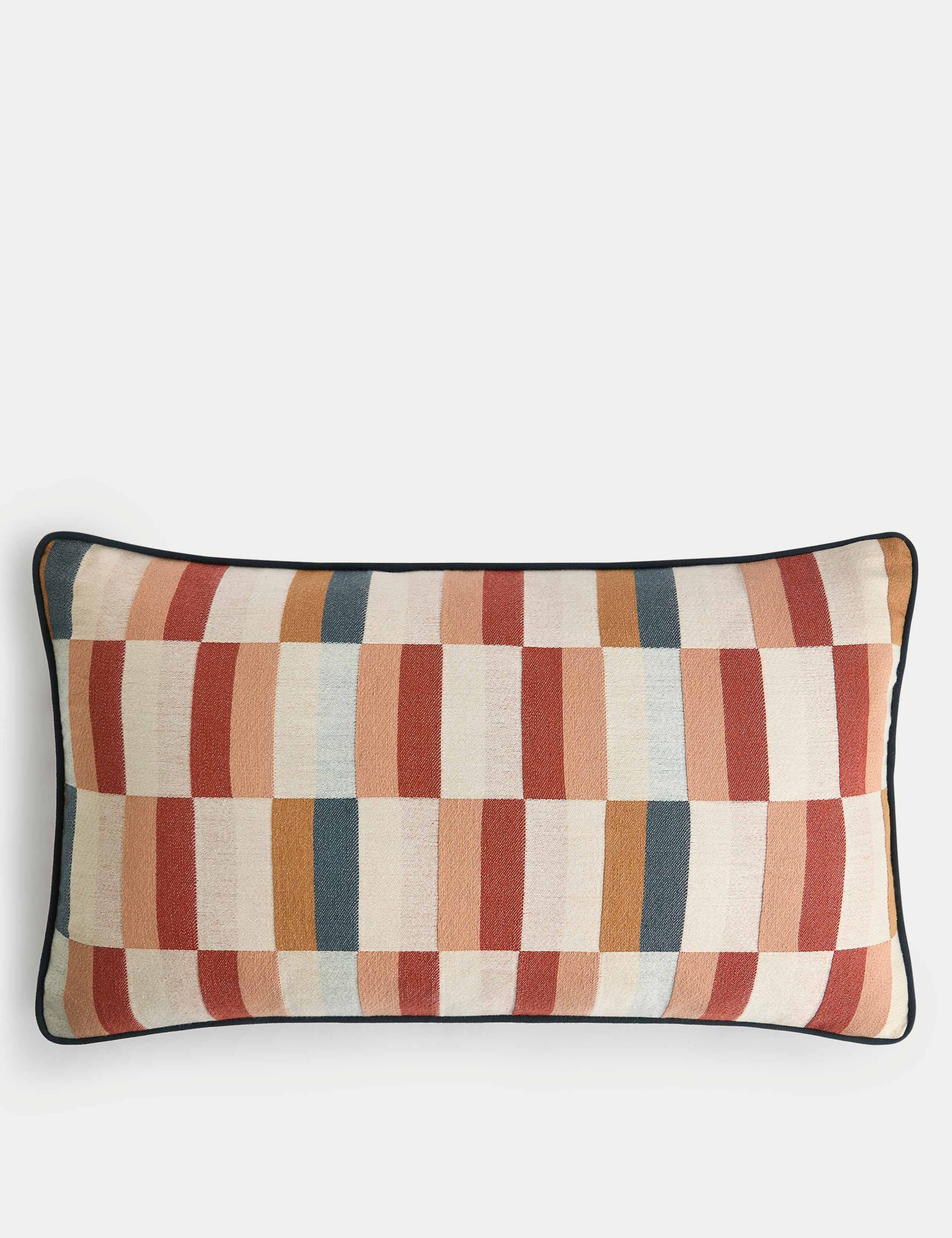 Pure Cotton Geometric Bolster Cushion