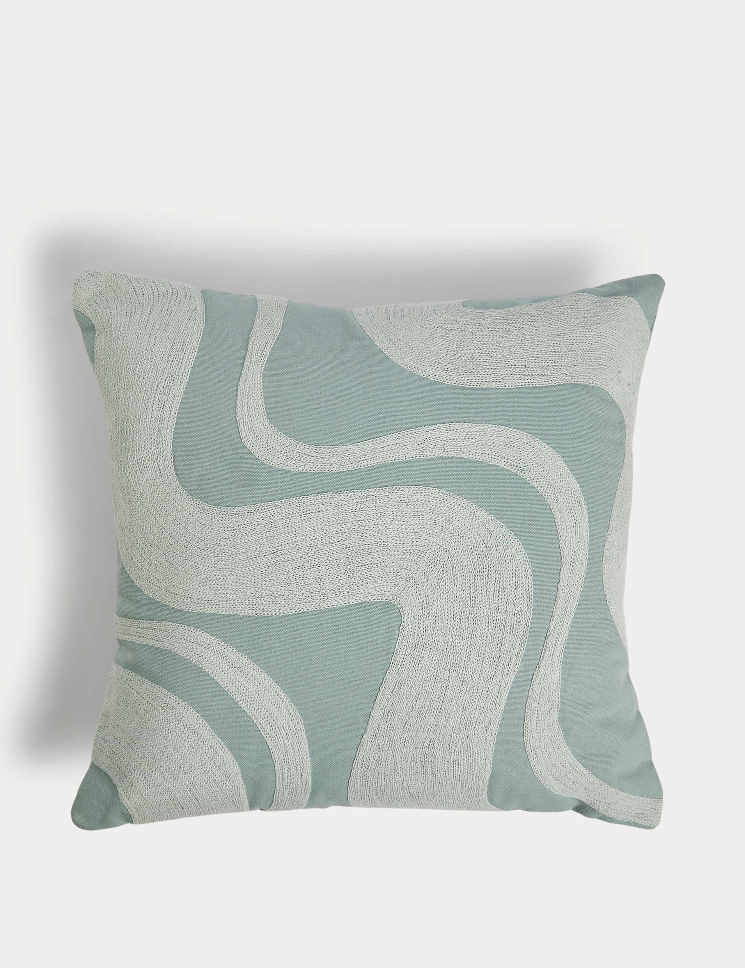 Pure Cotton Swirl Embroidered Cushion