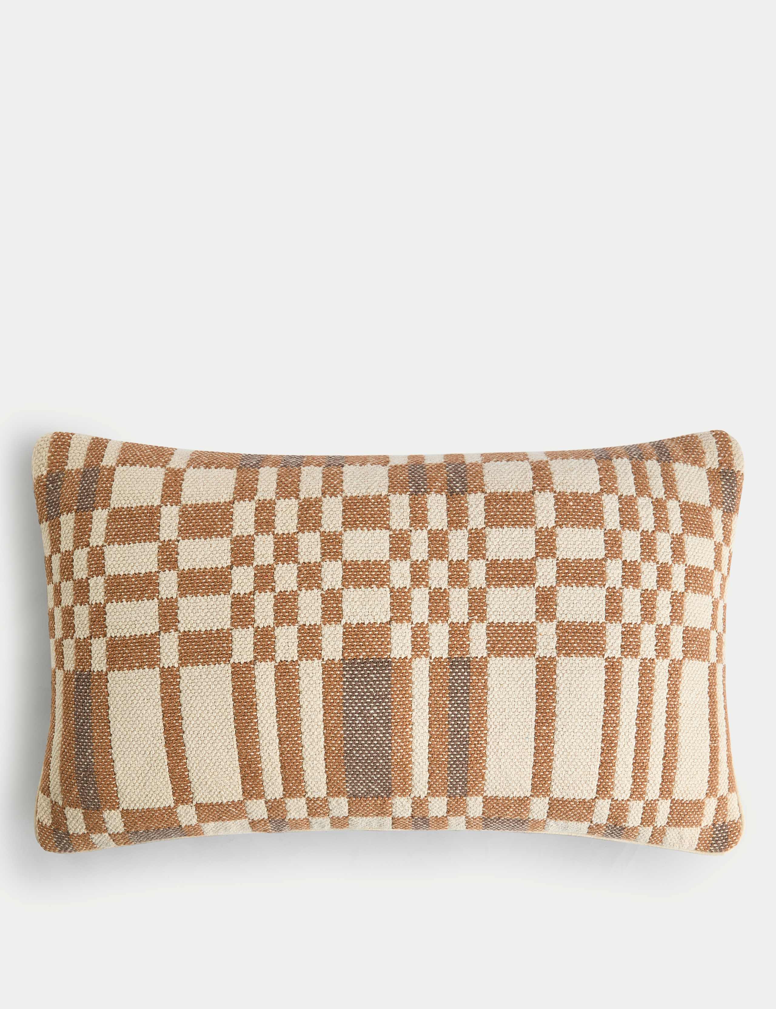 Cotton Rich Checked Bolster Cushion