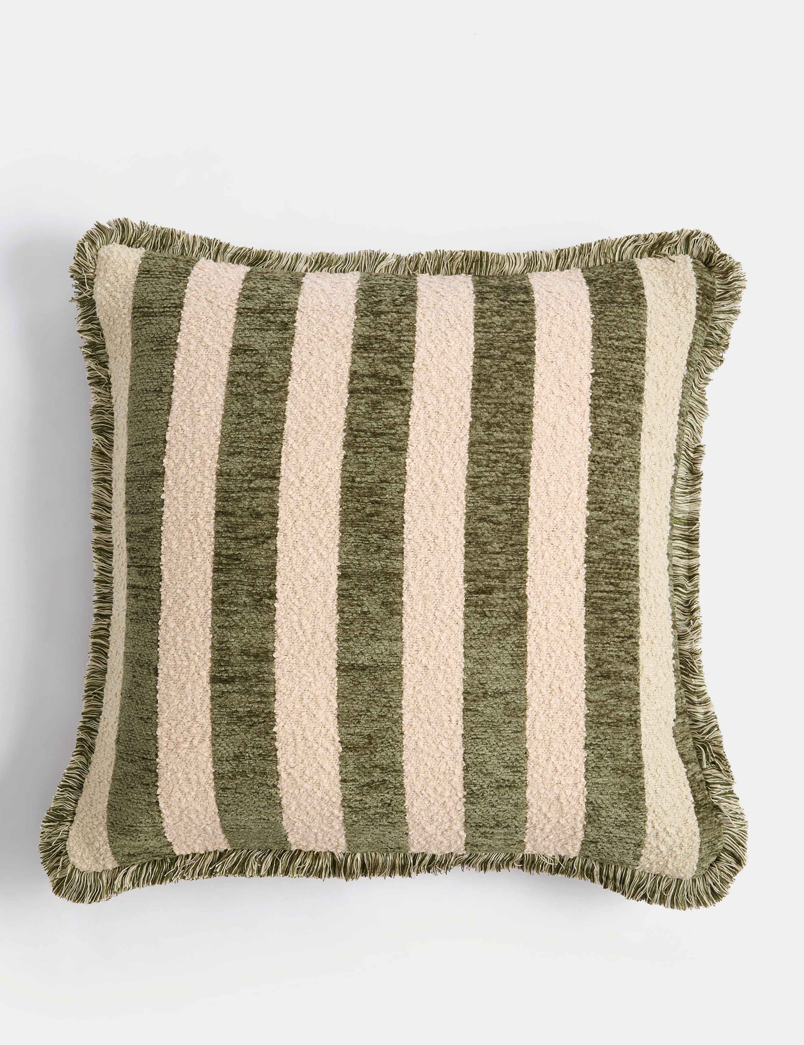 Chenille Striped Fringed Cushion