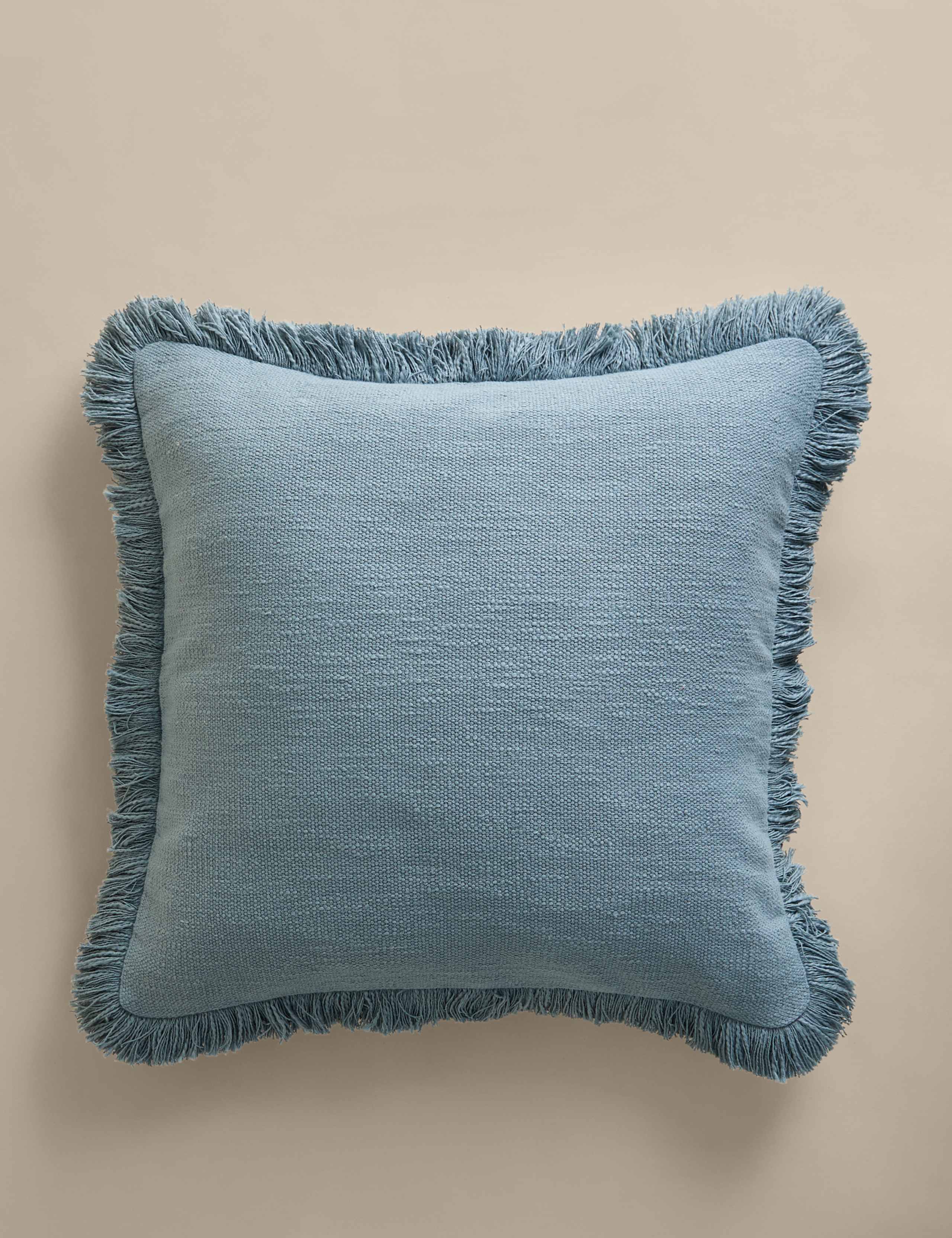 Pure Cotton Textured Fringe Cushion