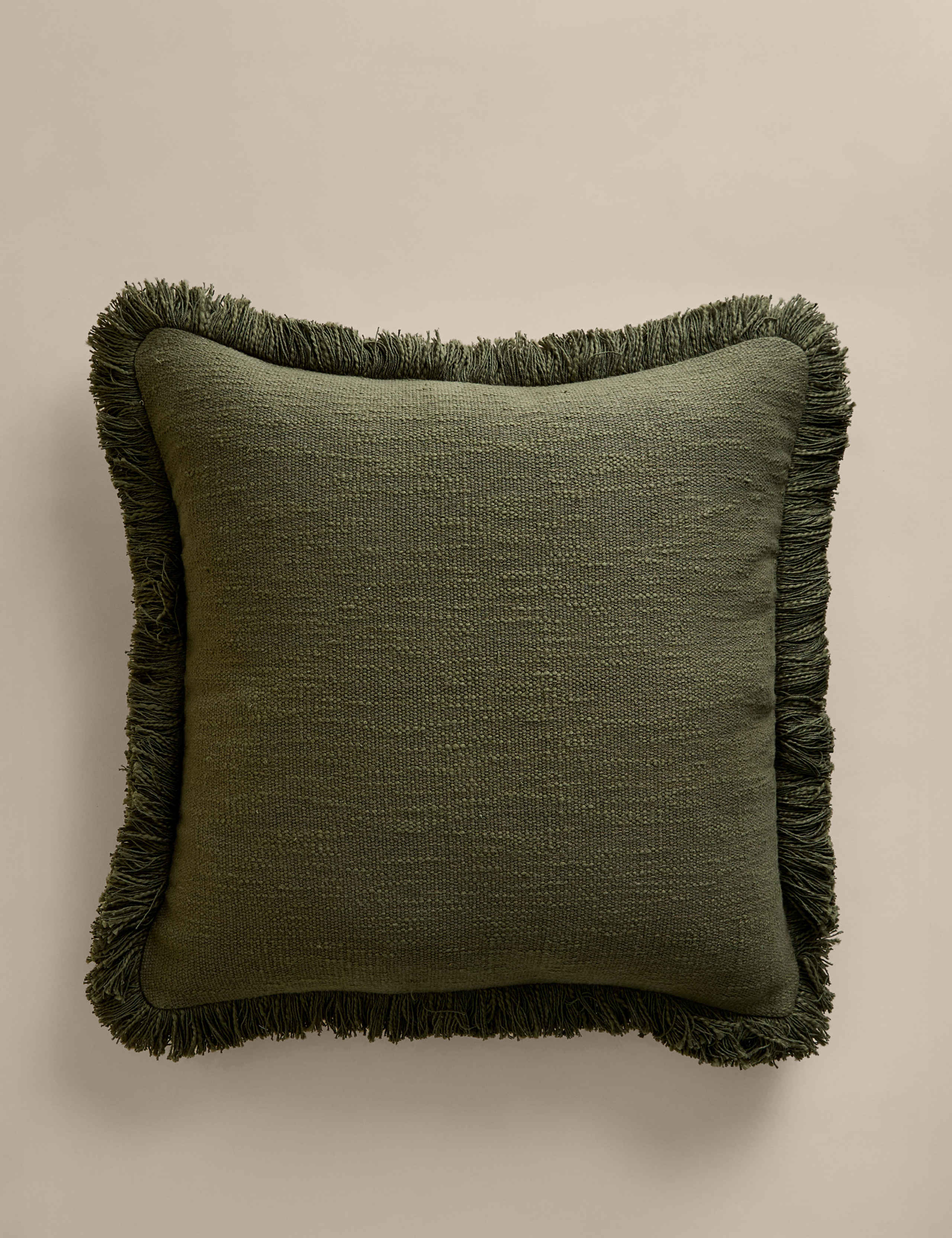 Pure Cotton Textured Fringe Cushion
