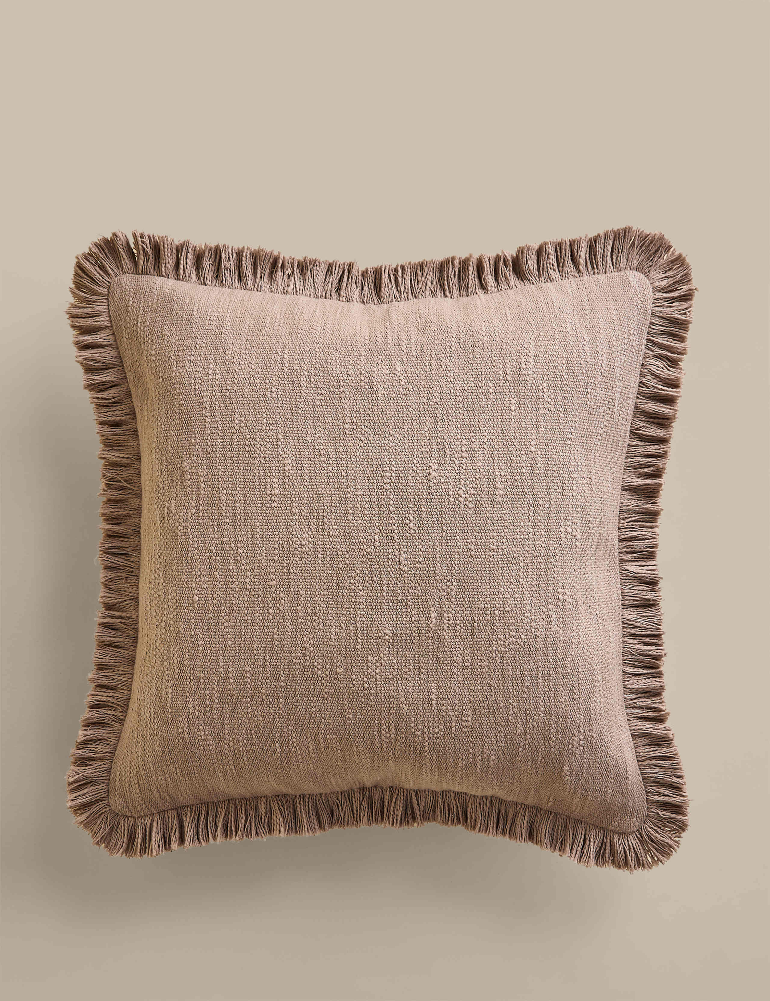Pure Cotton Textured Fringe Cushion