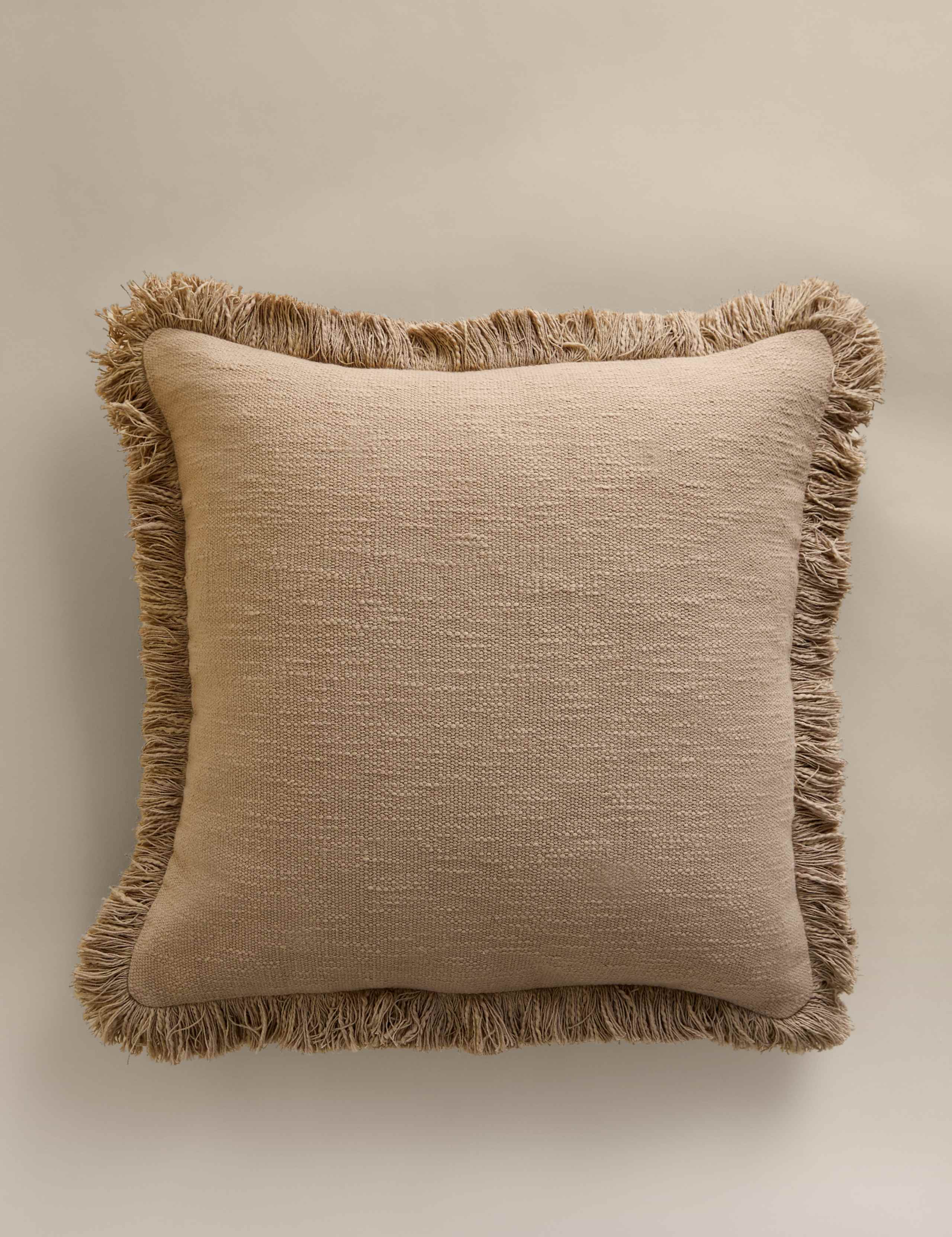 Pure Cotton Textured Fringe Cushion