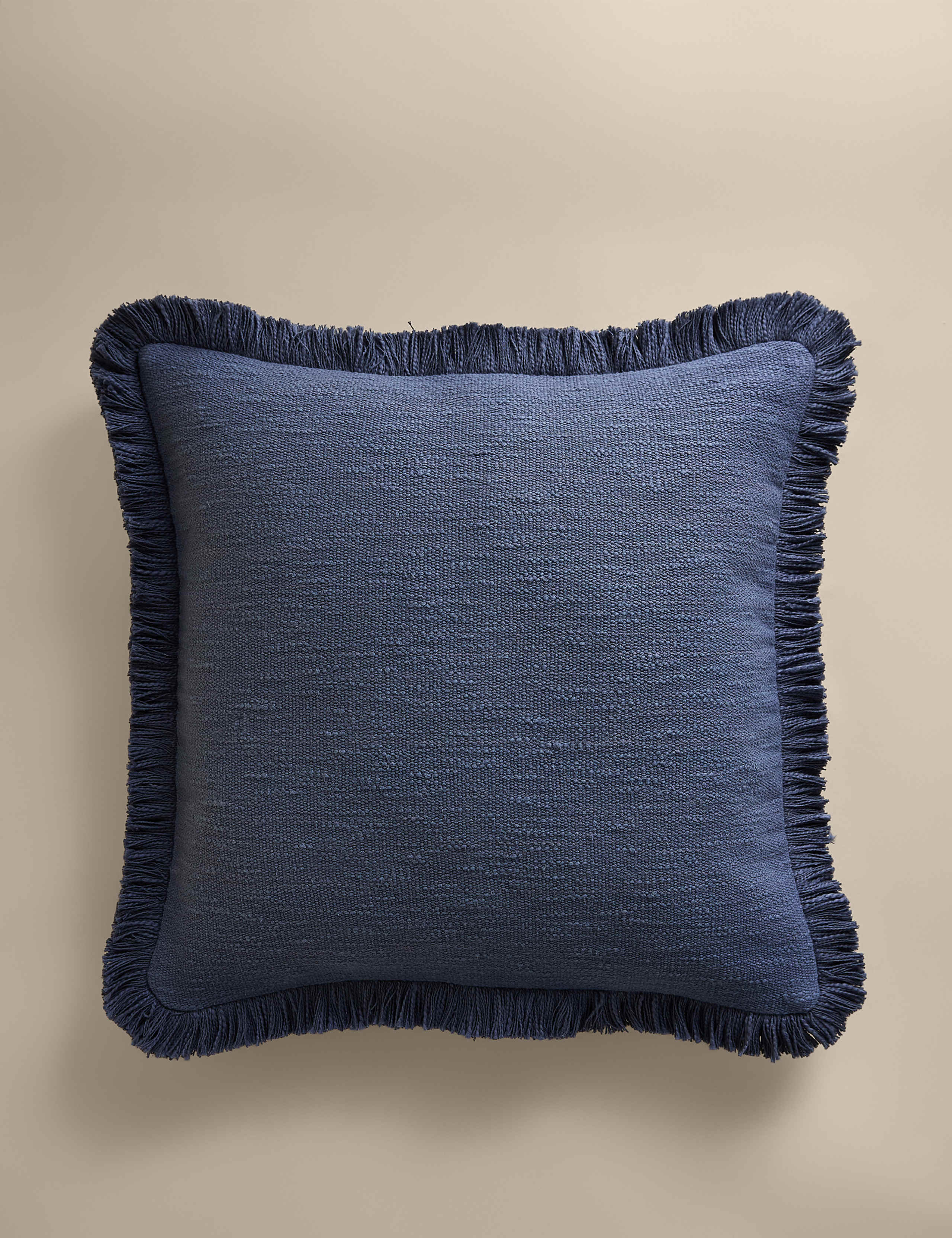 Pure Cotton Textured Fringe Cushion