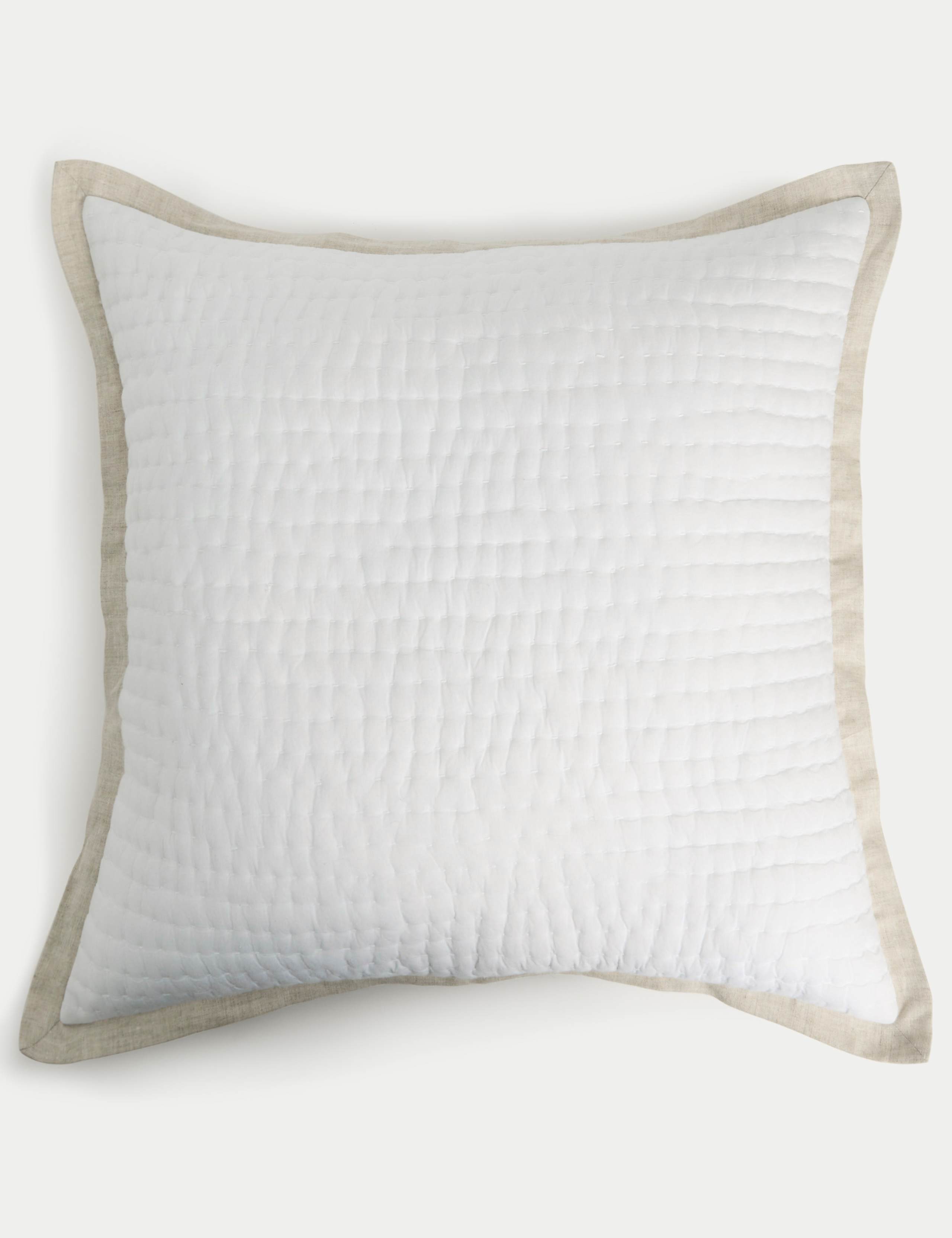 Linen Border Large Quilted Cushion