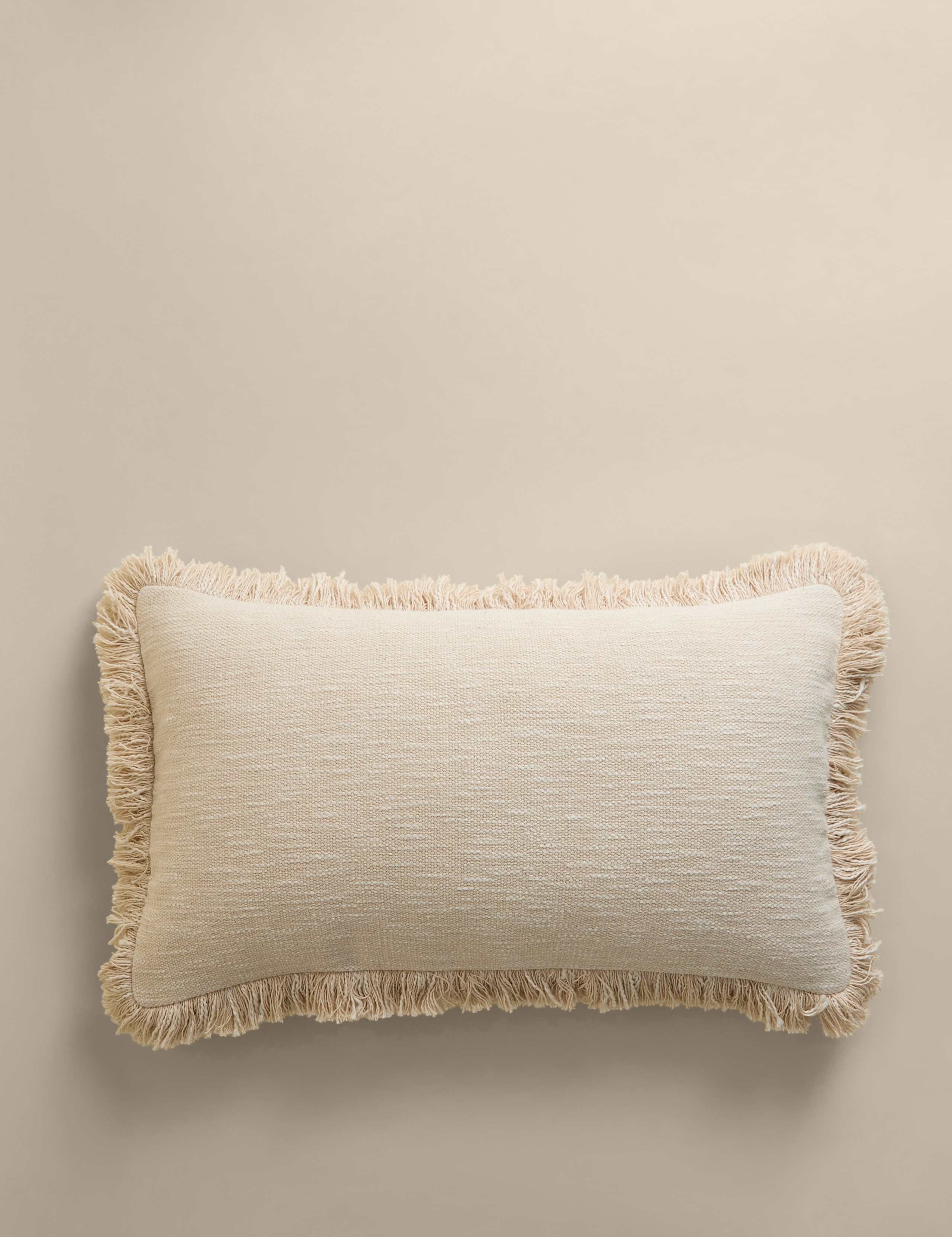 Pure Cotton Textured Fringed Bolster Cushion