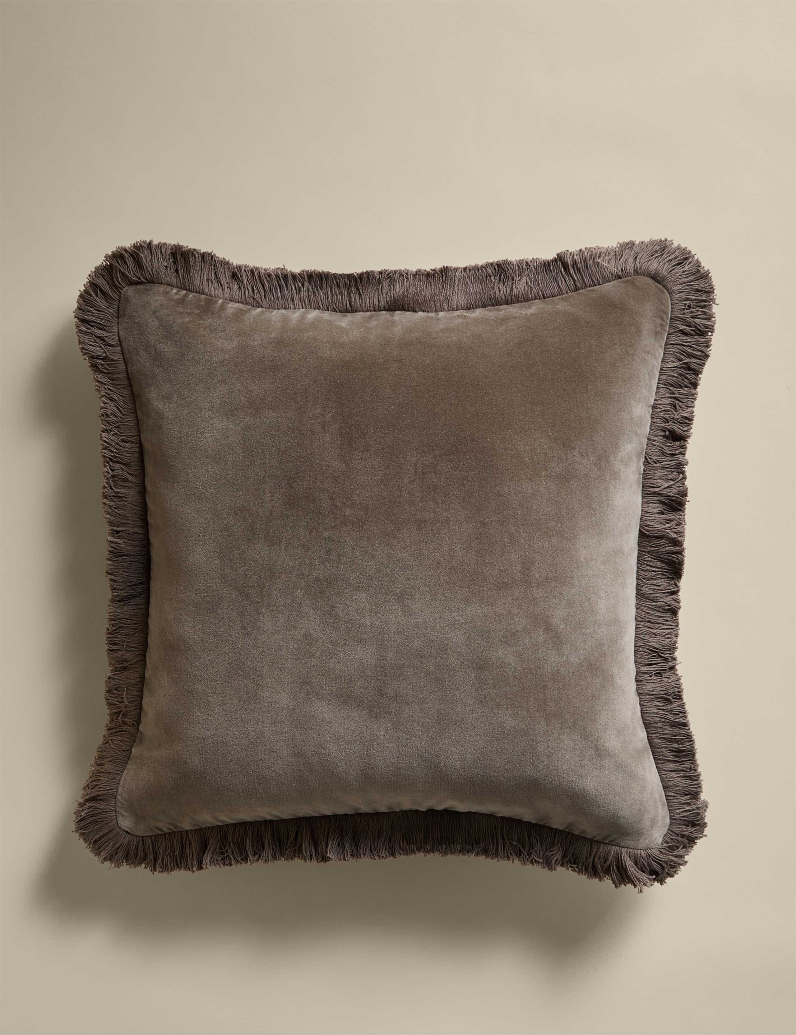 Pure Cotton Velvet Fringed Cushion