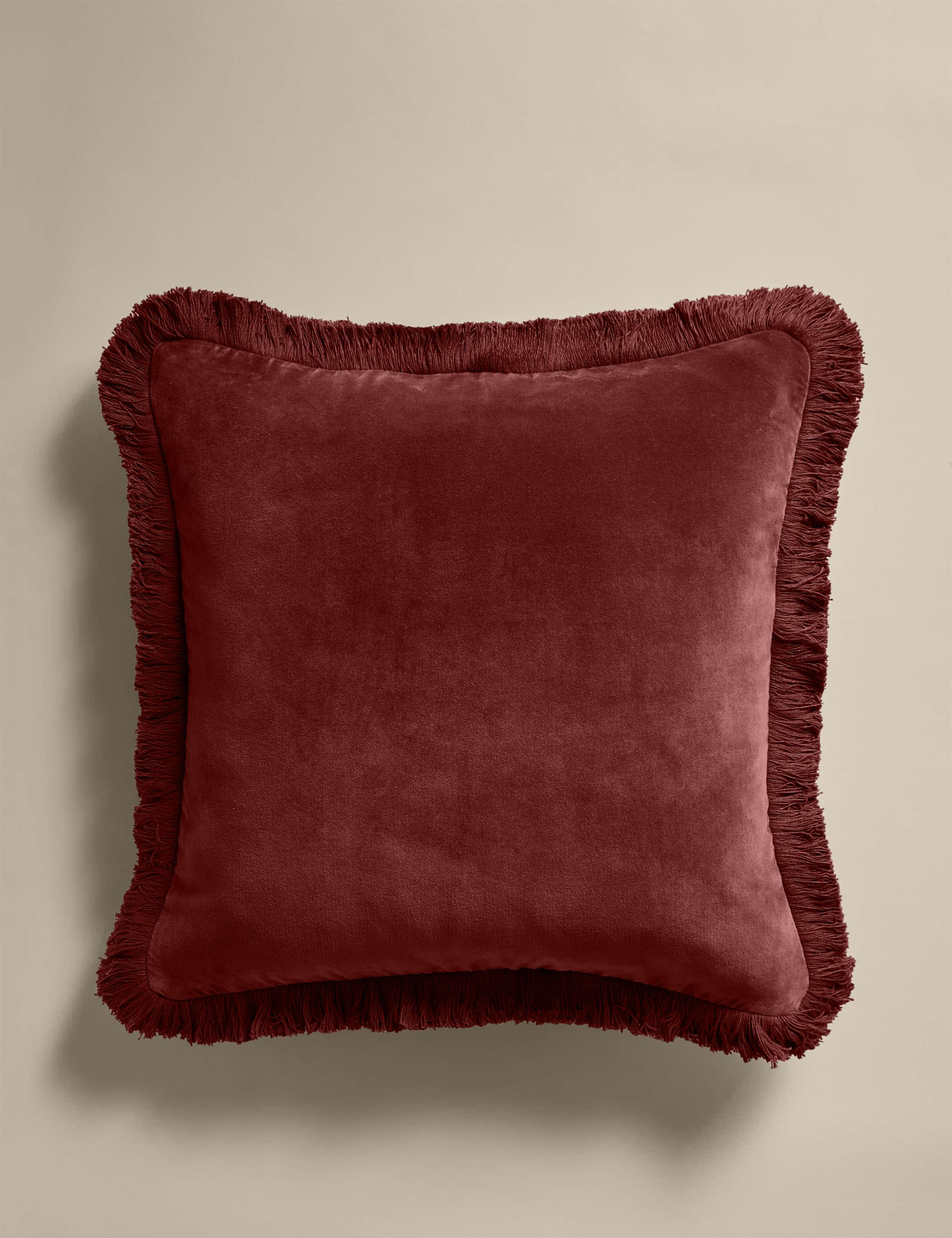 Pure Cotton Velvet Fringed Cushion