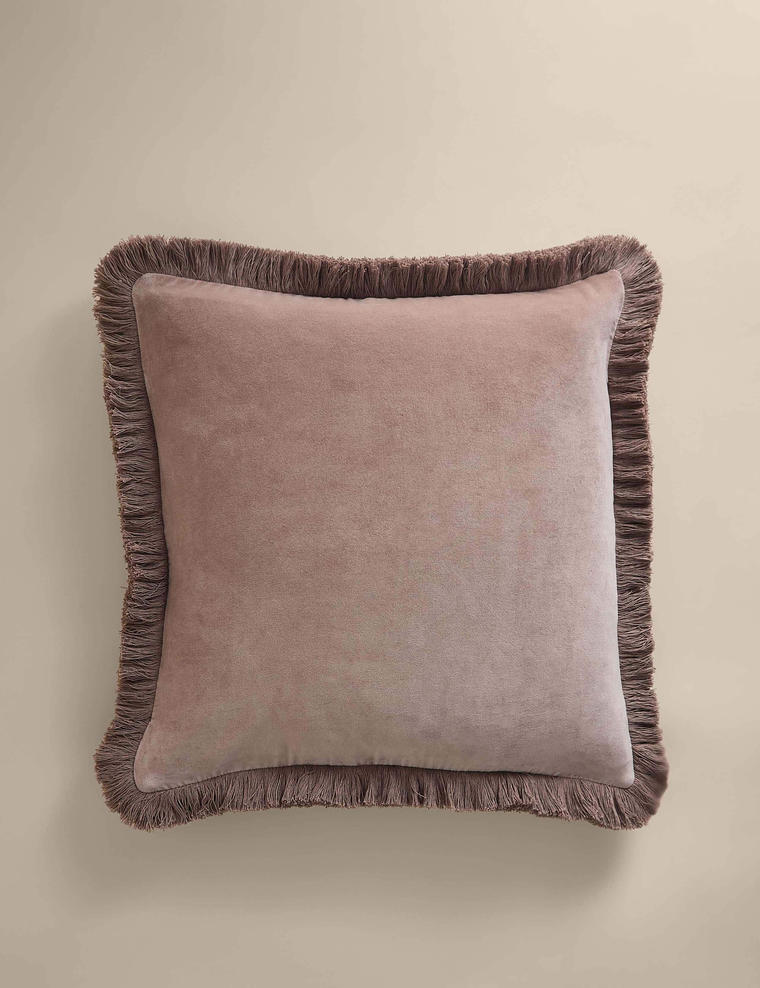 Pure Cotton Velvet Fringed Cushion