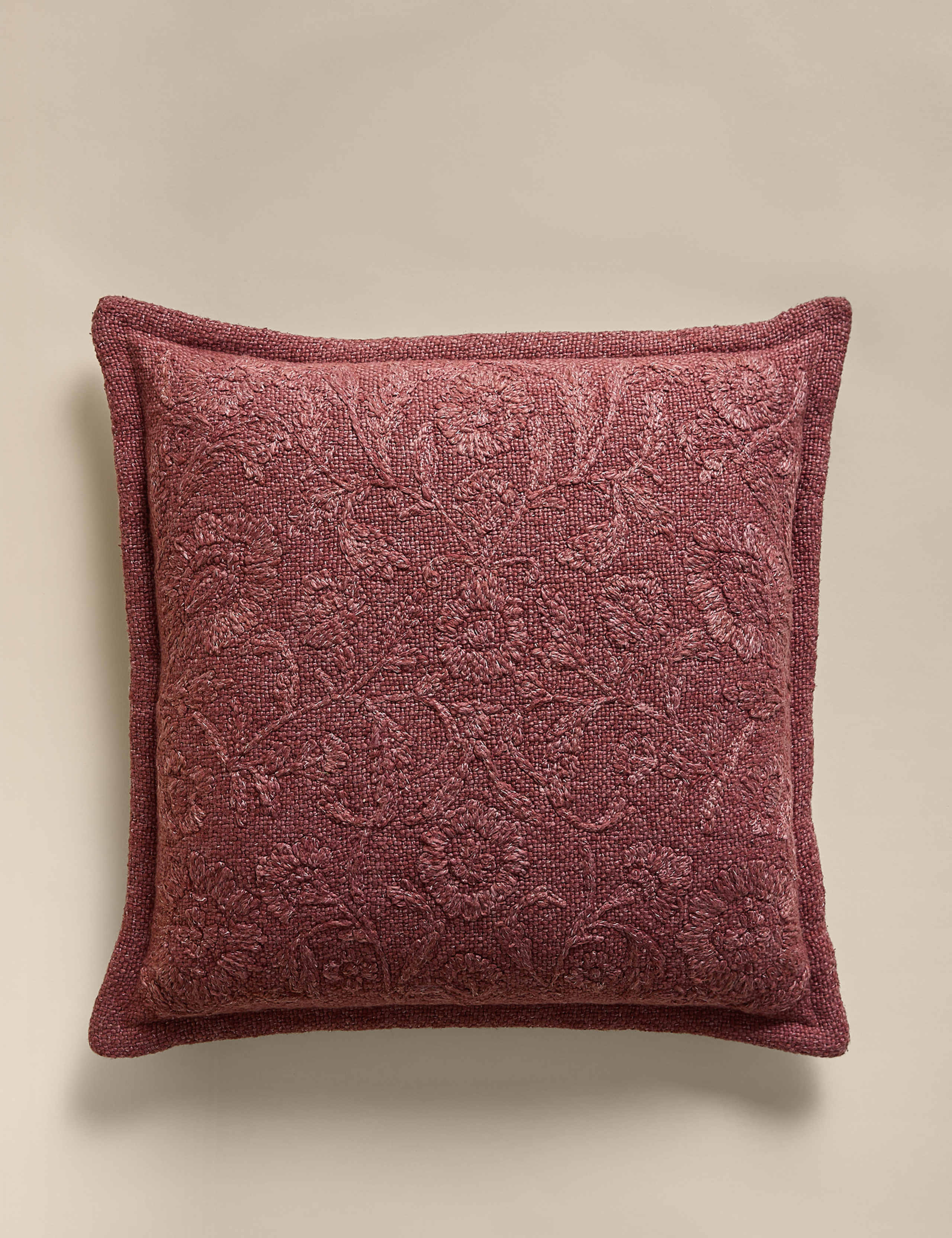 Cotton Rich Floral Embroidered Cushion