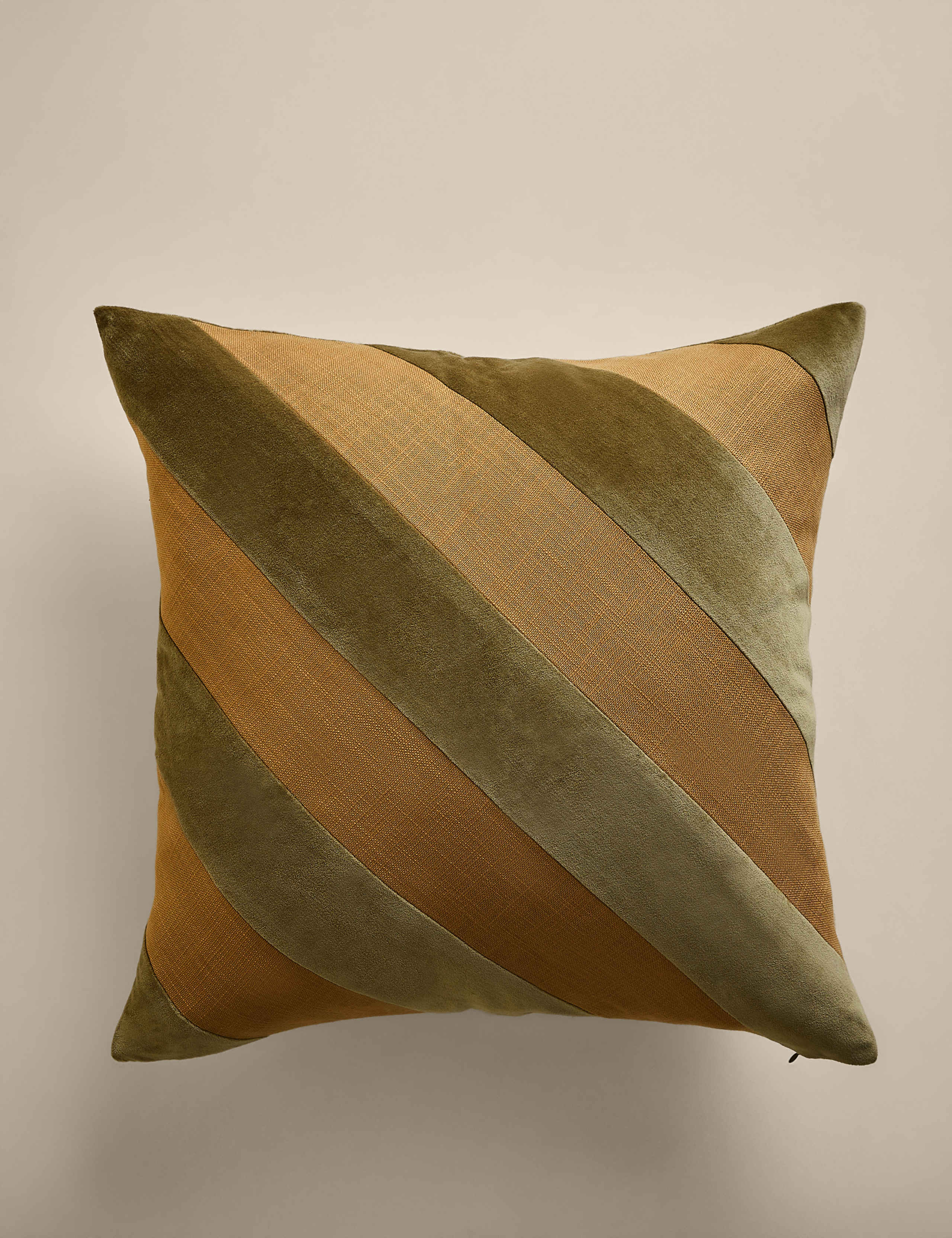 Pure Cotton Velvet Diagonal Stripe Cushion