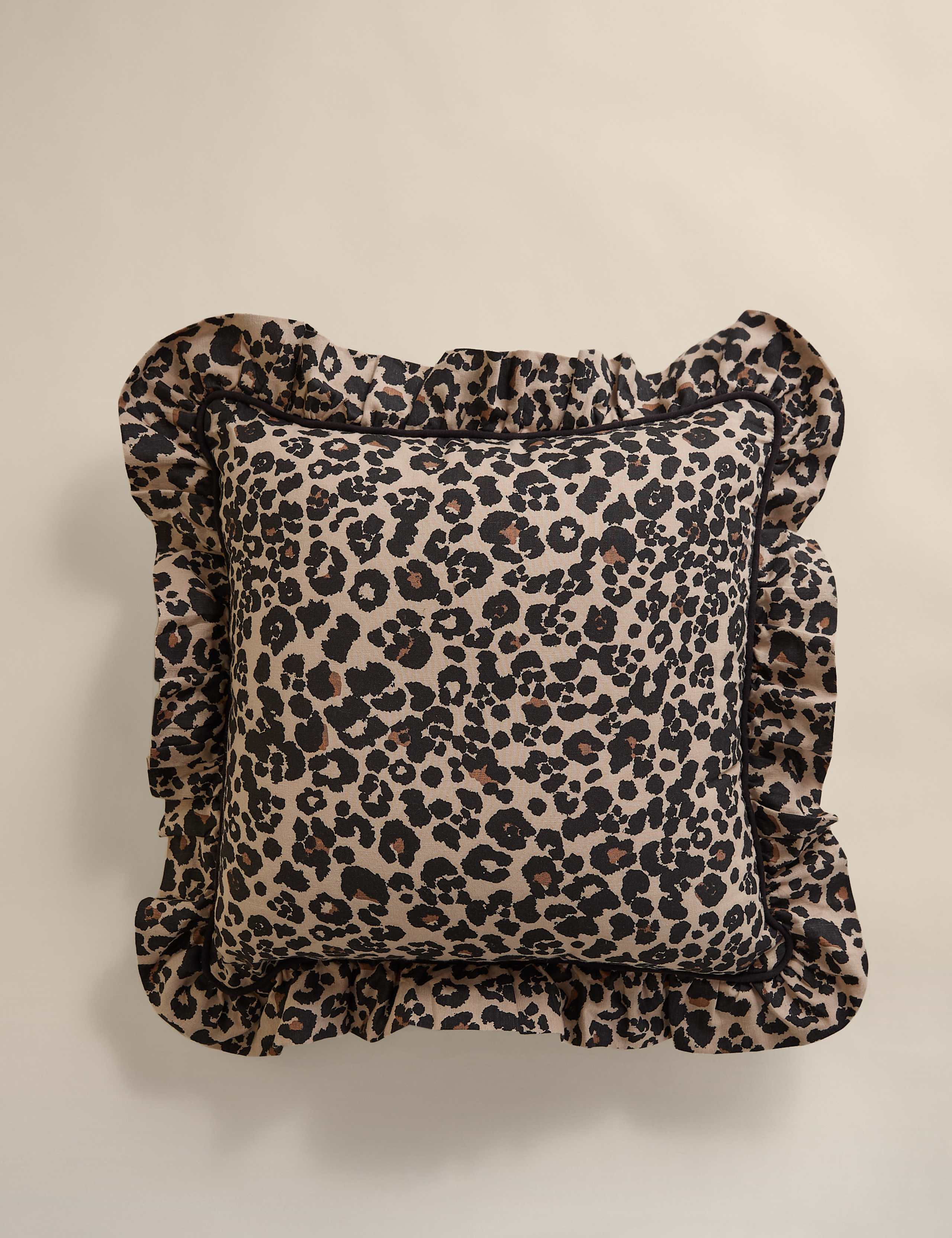 Cotton with Linen Leopard Print Cushion