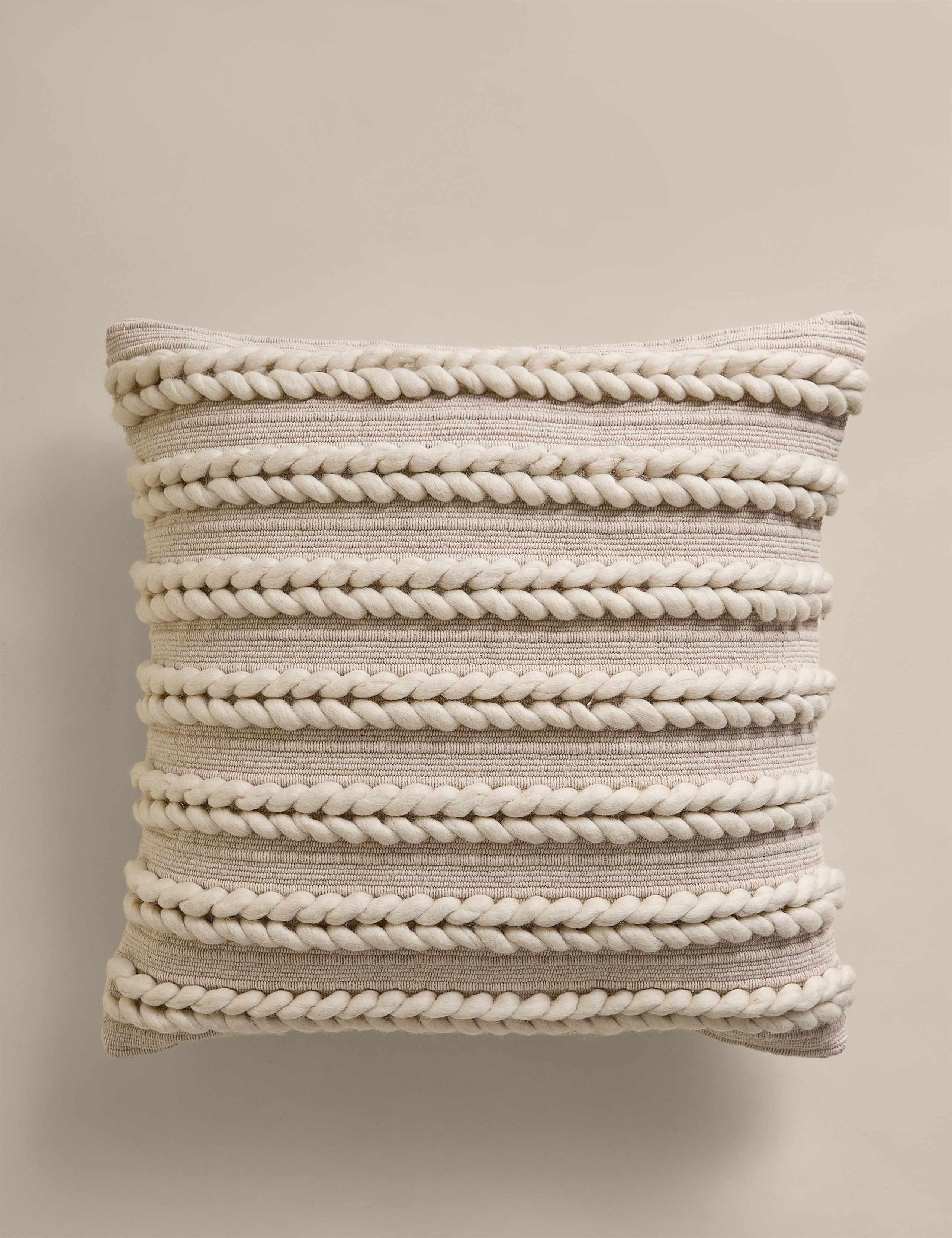 Cotton with Wool Plait Cushion