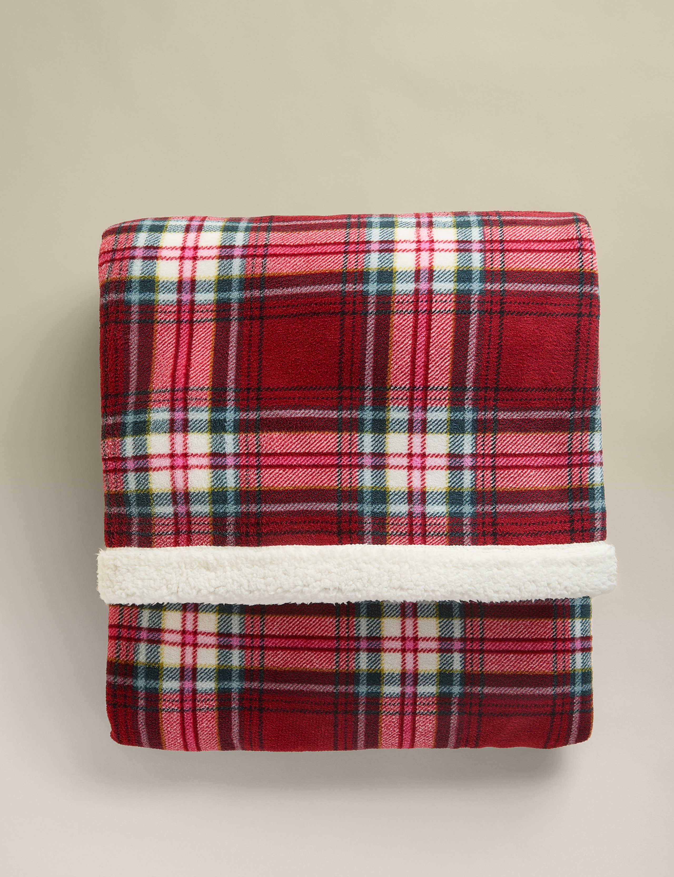 Borg Fleece Checked Throw