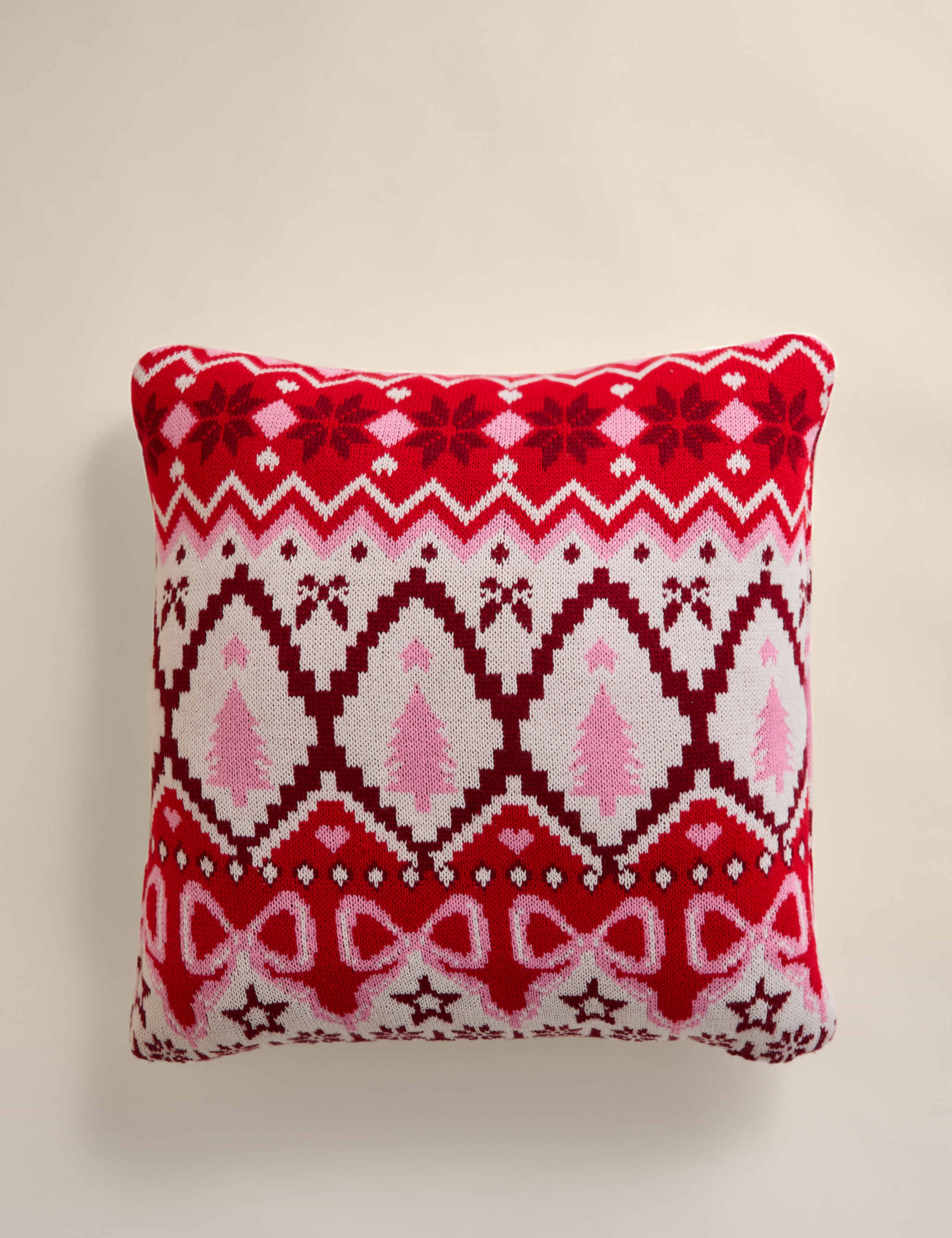 Knitted Christmas Fair Isle Cushion