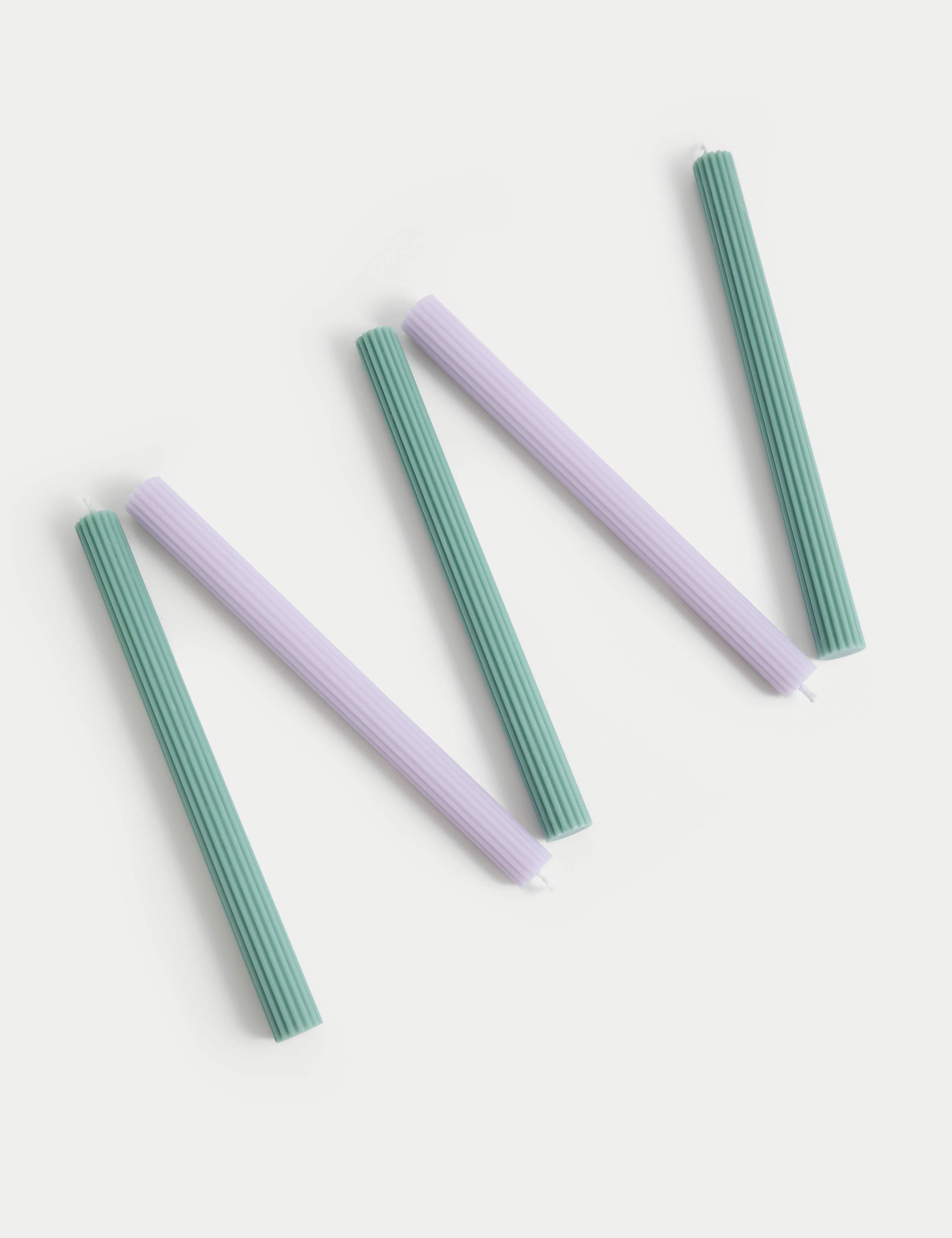 Set of 5 Ridged Dinner Candles