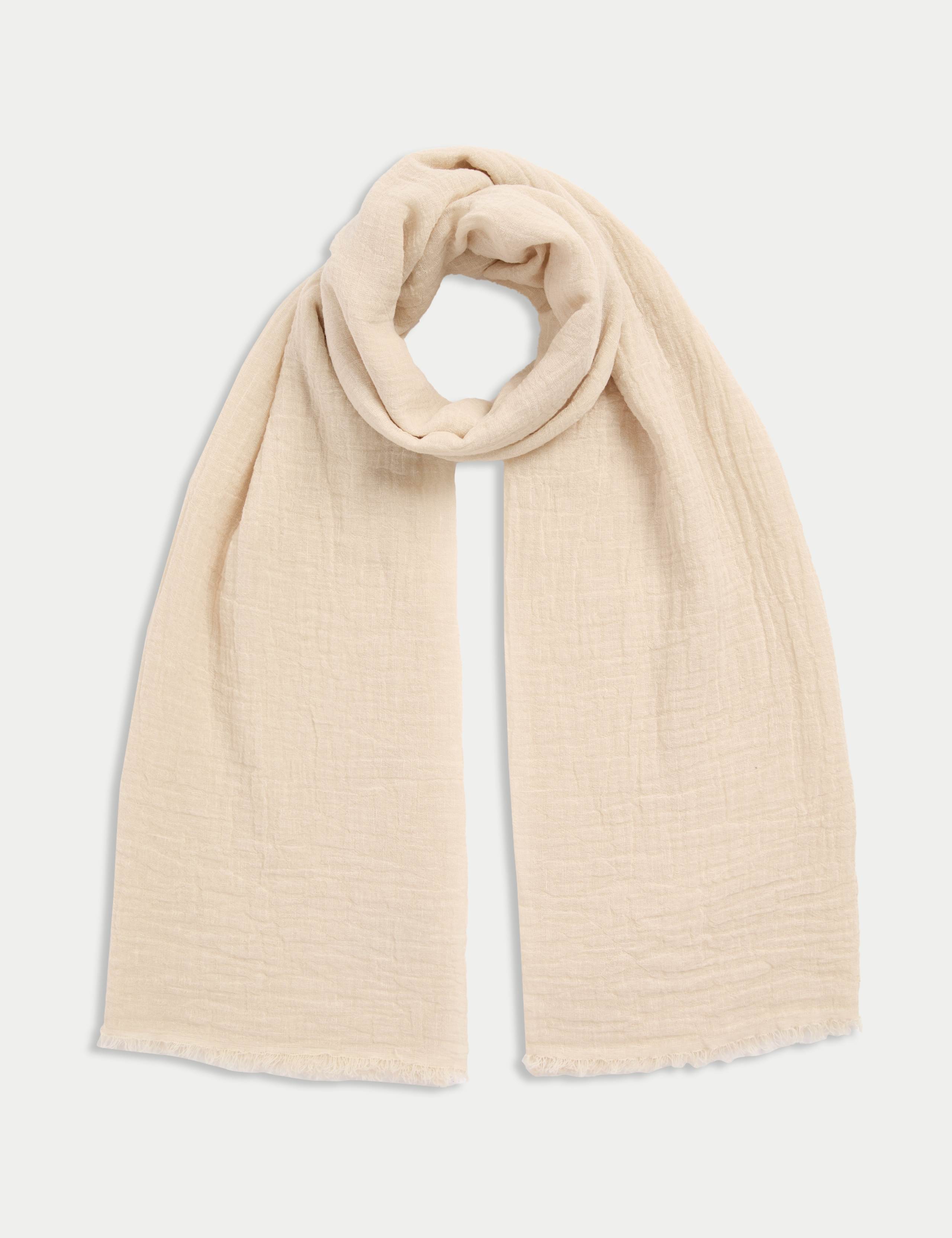 Linen Blend Fringed Scarf