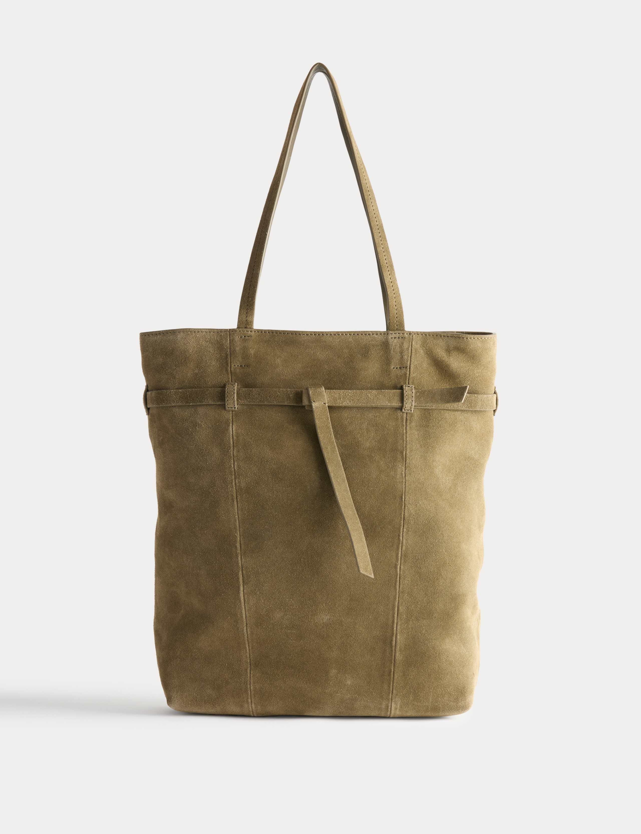 Suede Belted Tote Bag