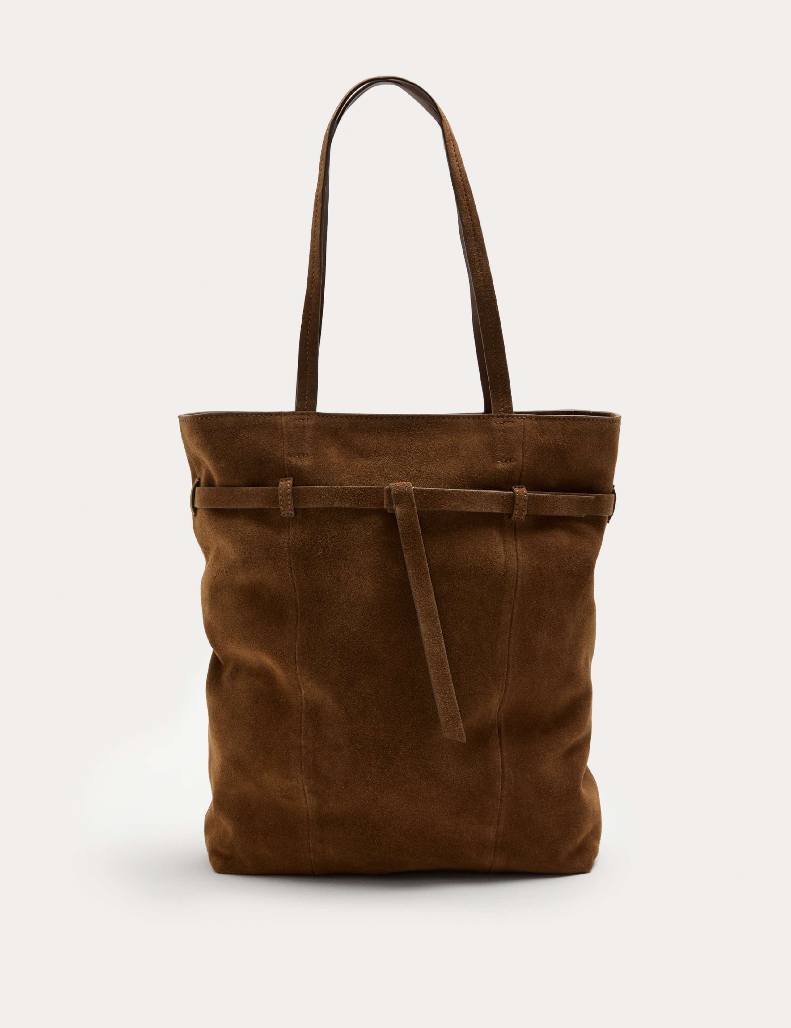 Suede Belted Tote Bag