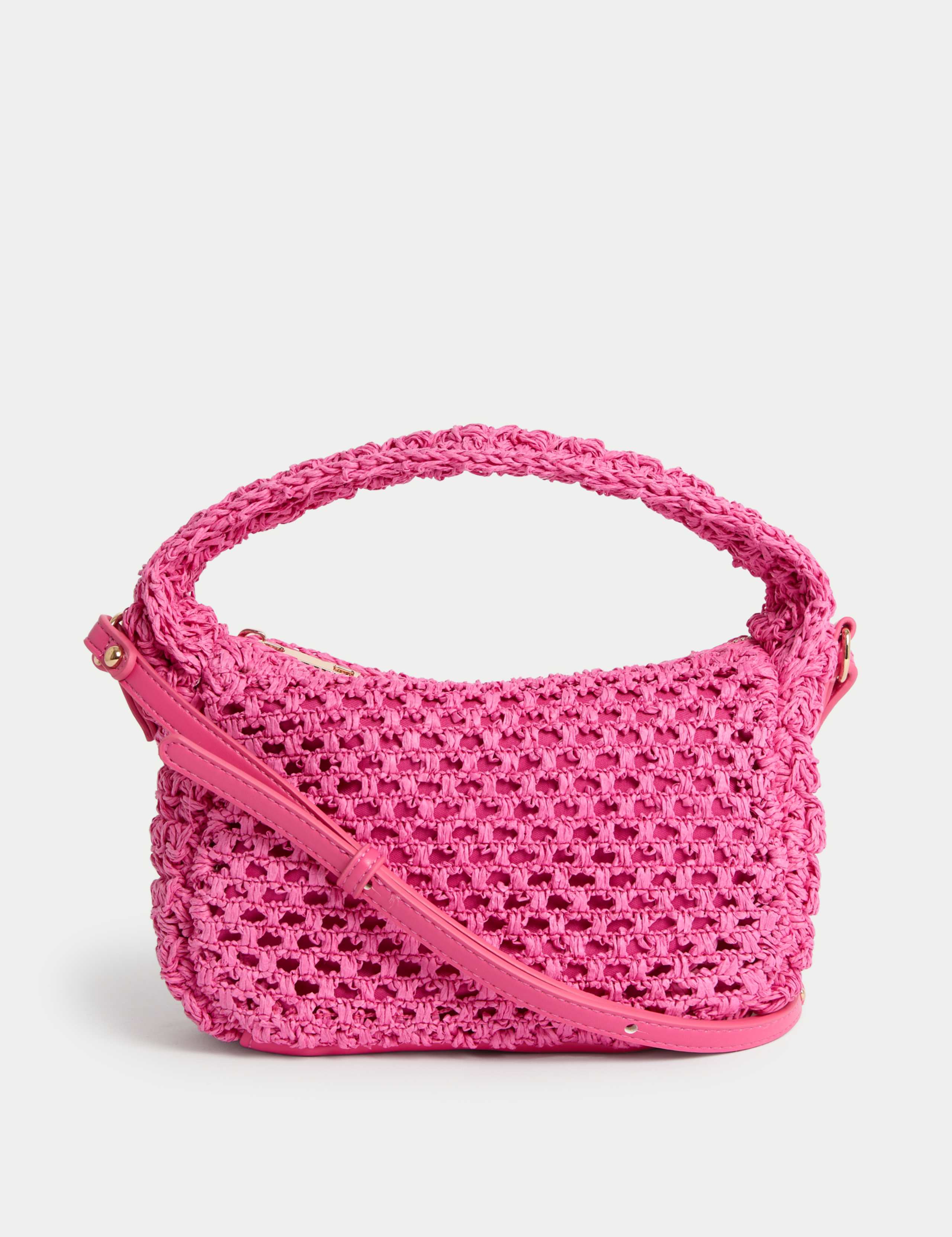 Straw Woven Top Handle Cross Body Bag