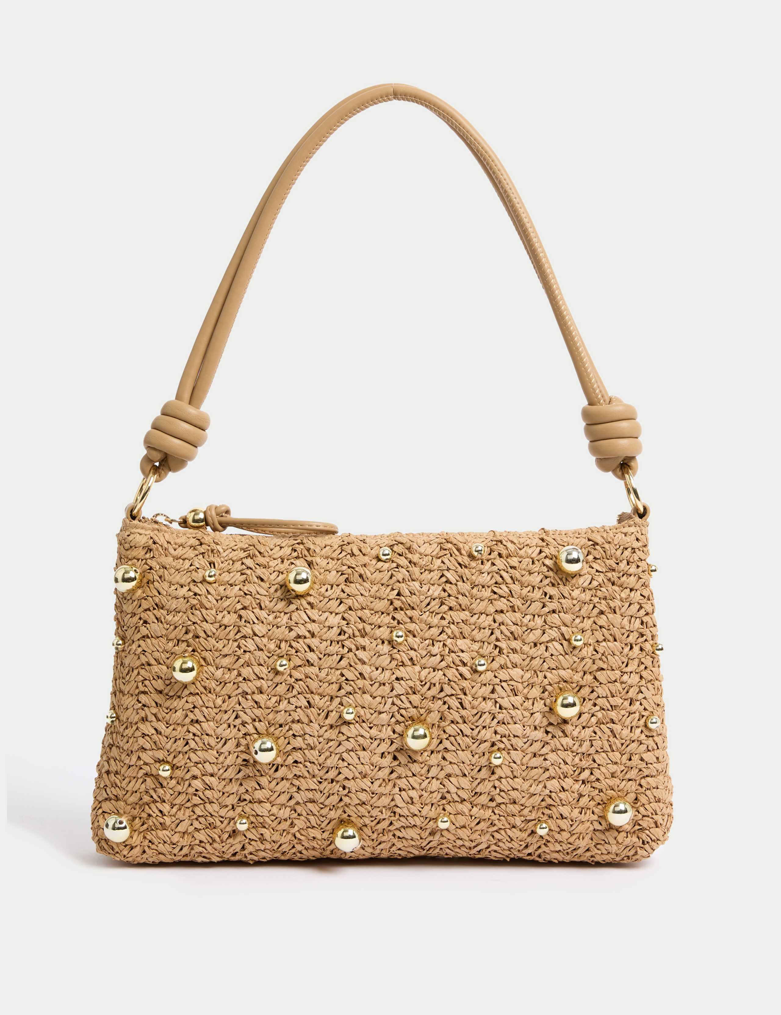 Straw Beaded Shoulder Bag