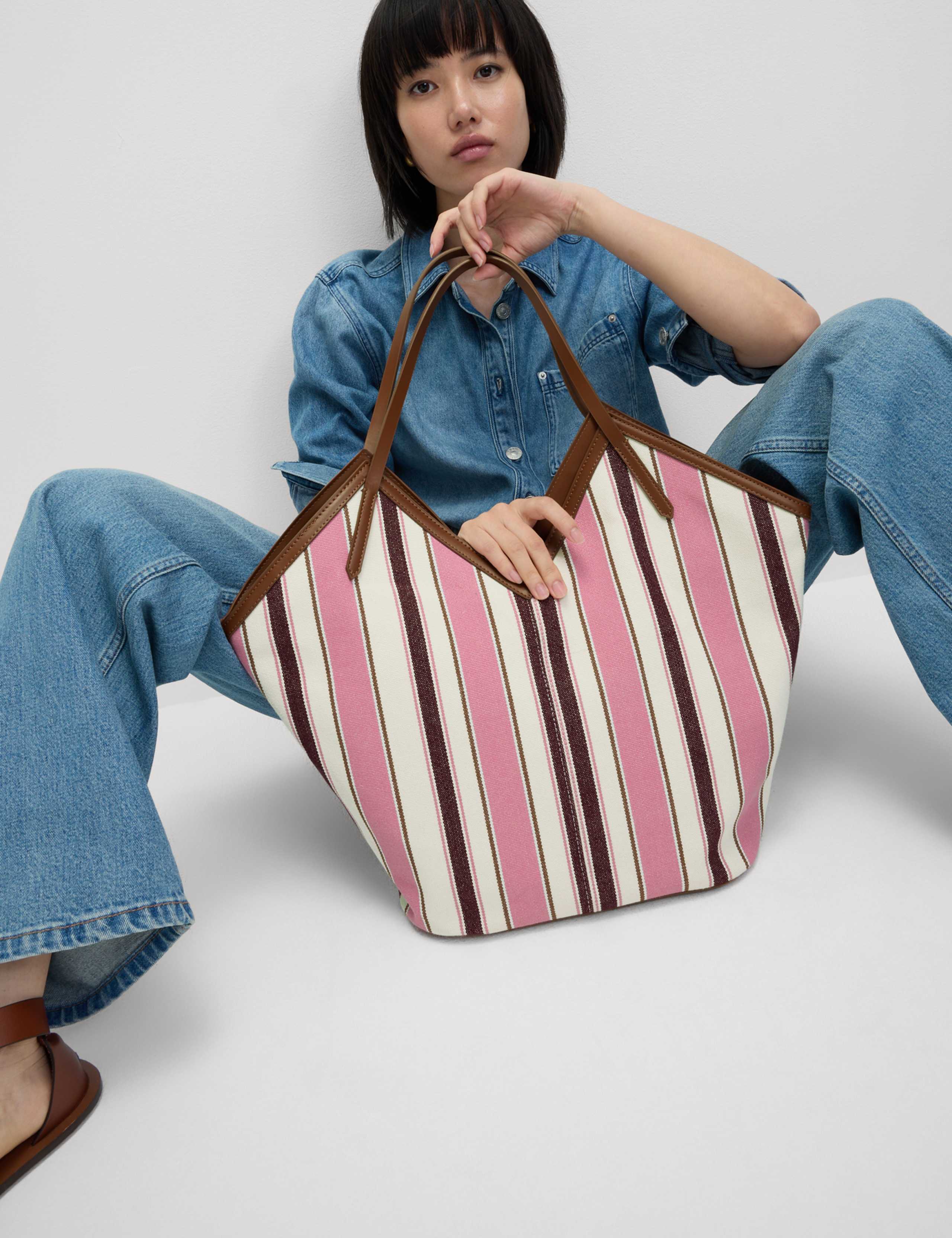 Canvas Striped Tote Bag