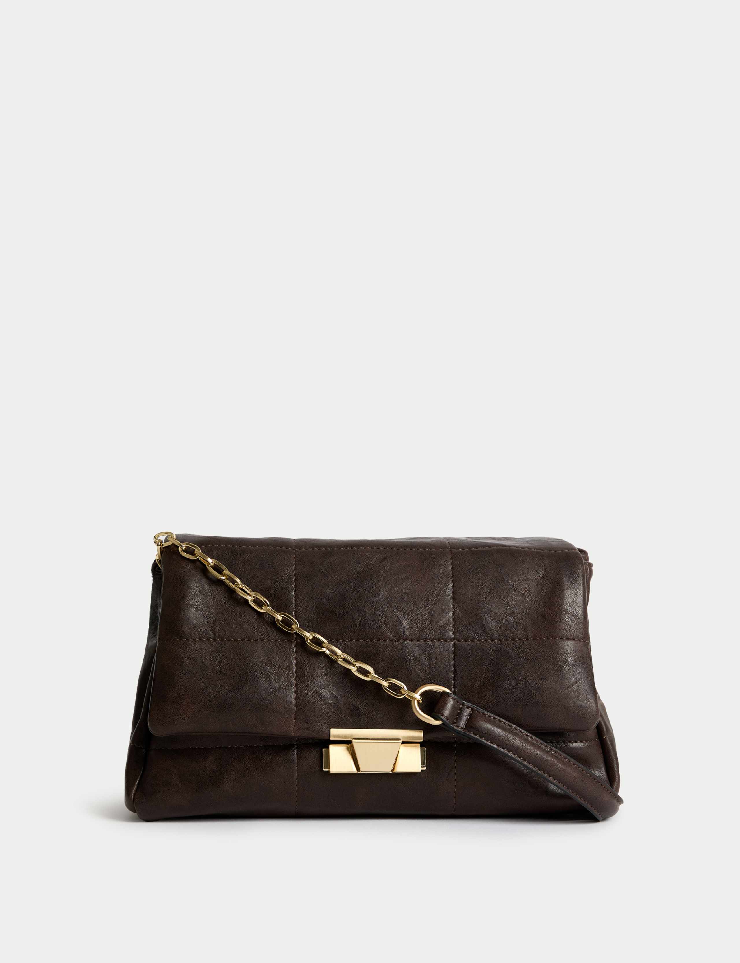 Faux Leather Quilted Shoulder Bag