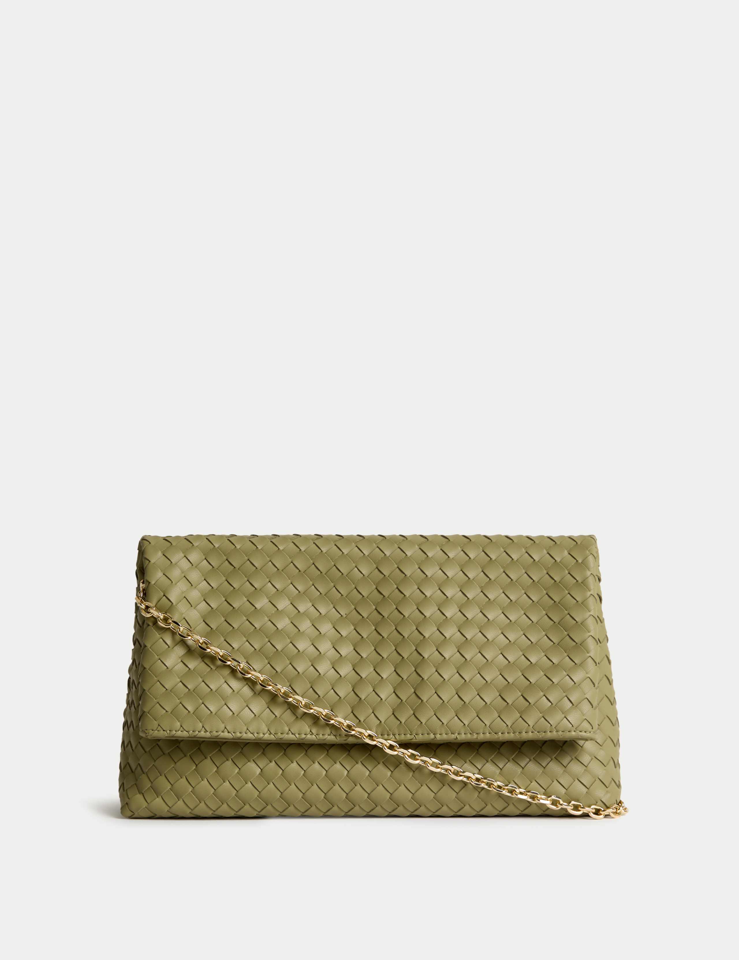 Faux Leather Woven Clutch Bag