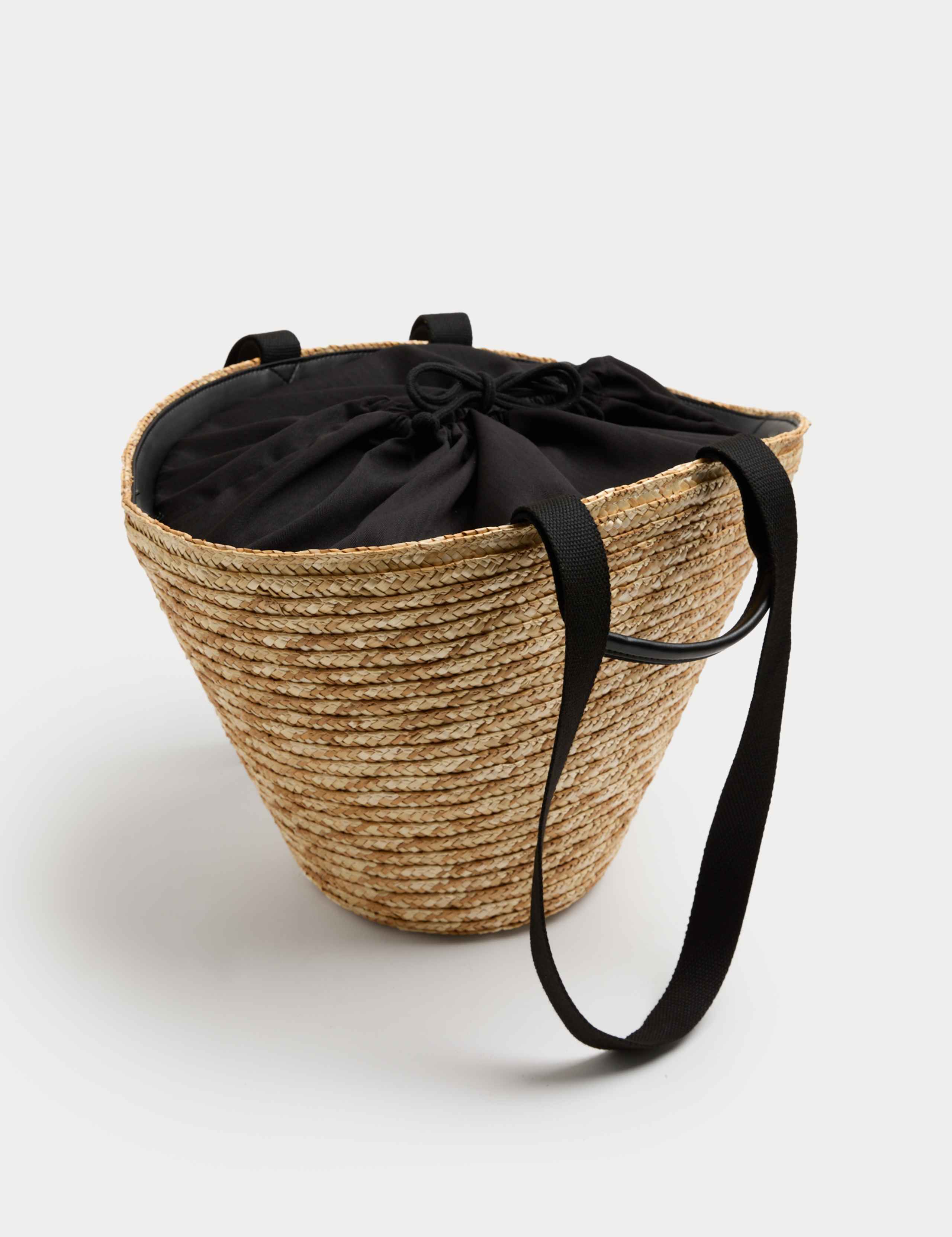 Straw Drawstring Bucket Bag