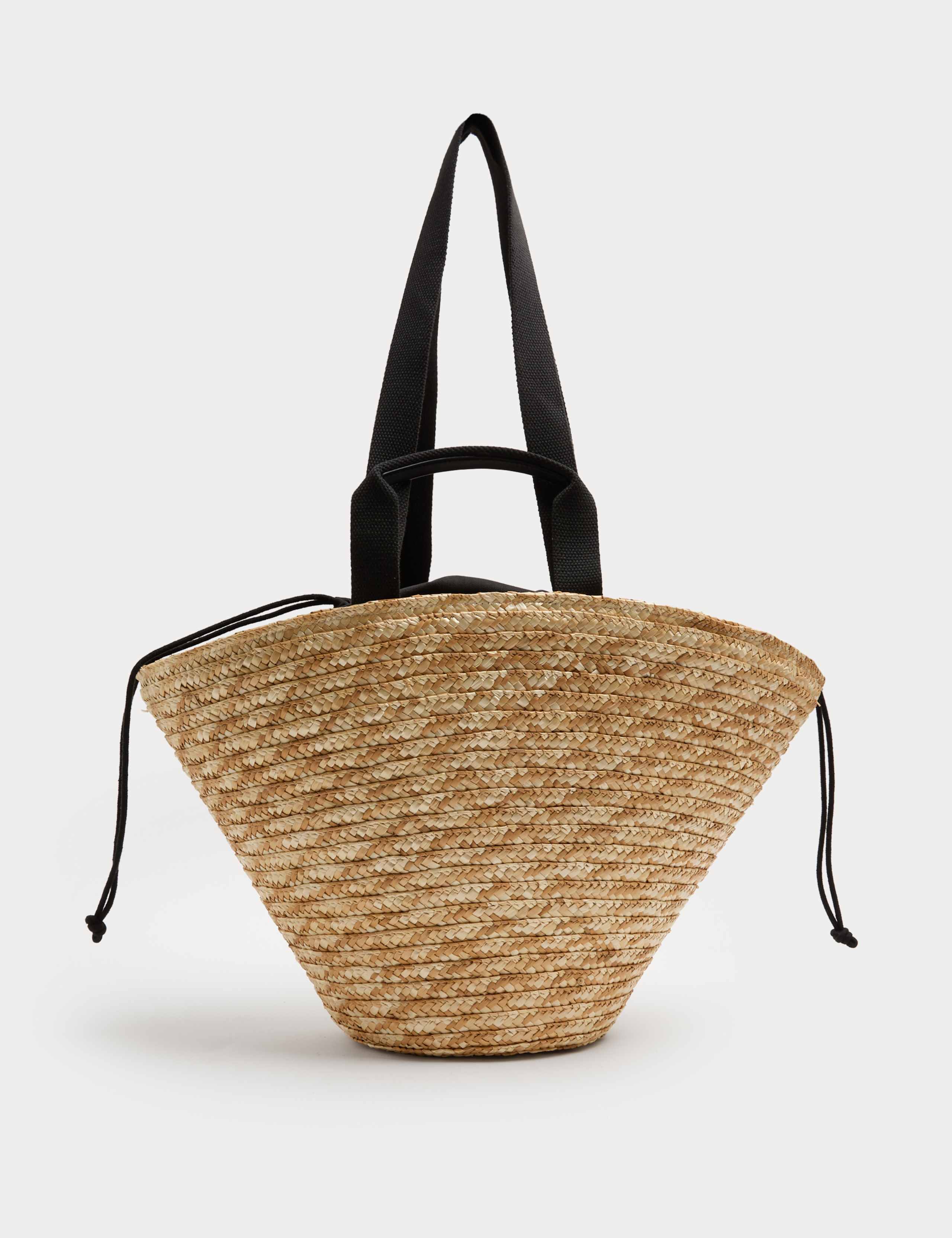 Straw Drawstring Bucket Bag
