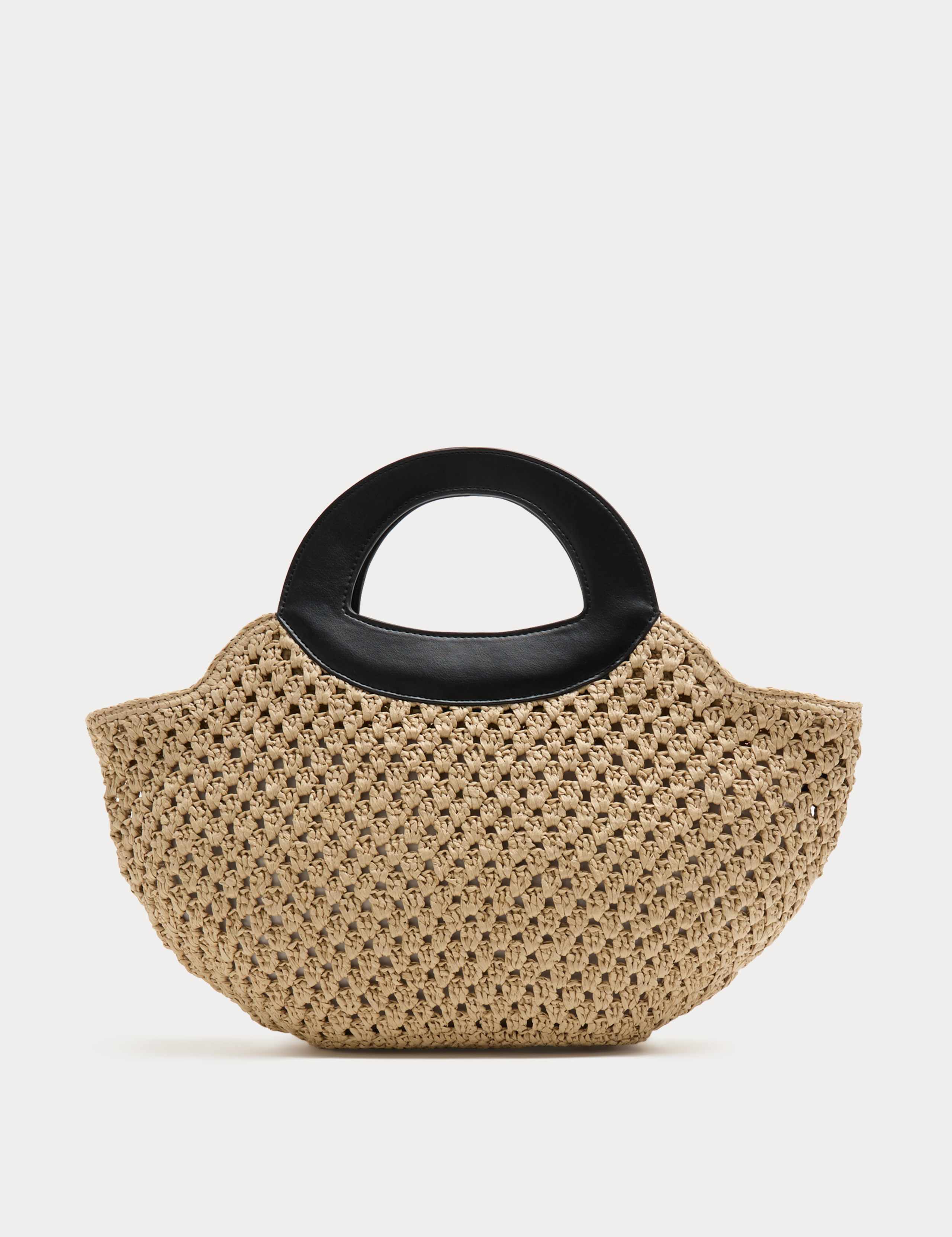 Straw Ring Detail Basket Tote