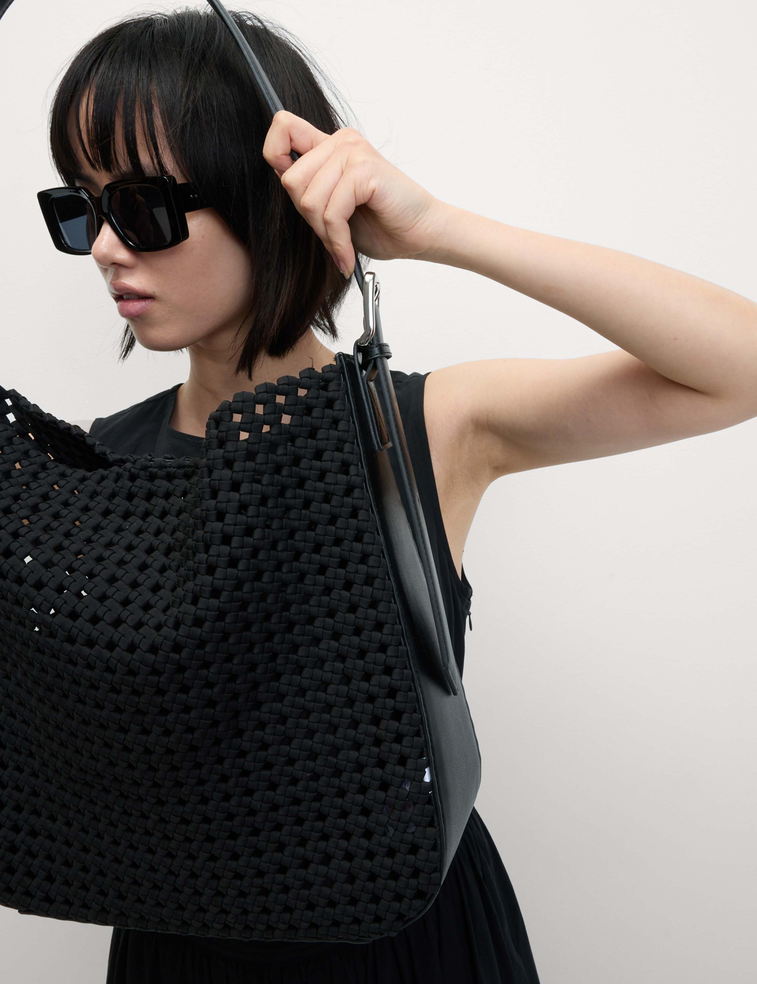 Fabric Woven Shoulder Tote Bag